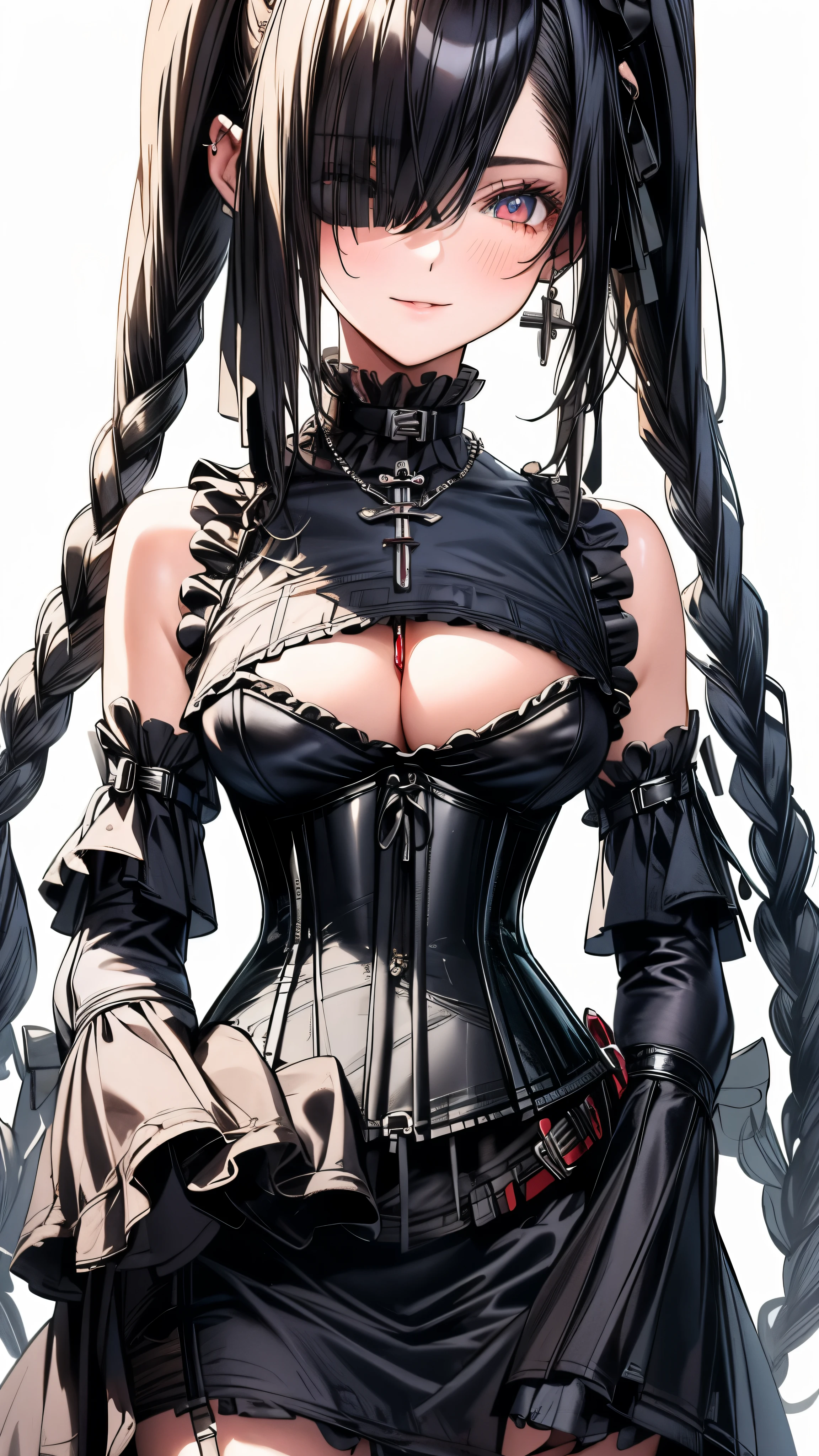 (((masterpiece)))、((highest quality))、(Super detailed)、(CG illustration)、(so beautiful ))、cinematic light、(((1 Mechanical Girl)))、 SF、Apocalypse、erotic grotesque、(beautiful and luxurious:1.2)、(1 girl:1.3)、facing the front, (double breasted,under bust:1.2), gap between buttons,(((corset belt))),(((high waist mile