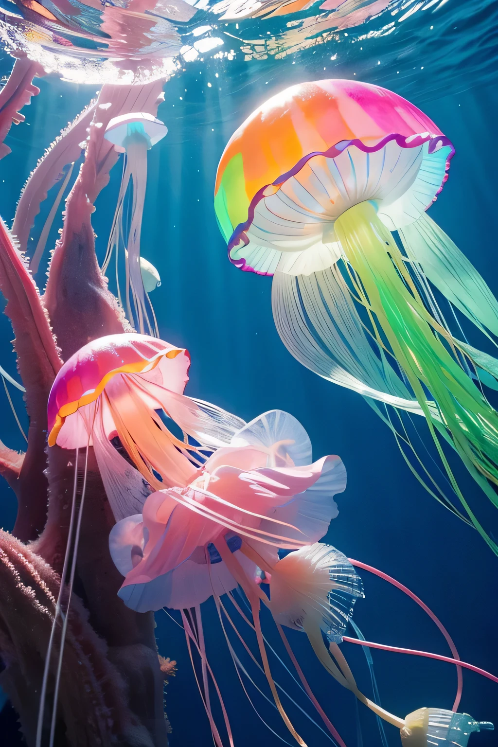 Colorful jellyfish，masterpiece