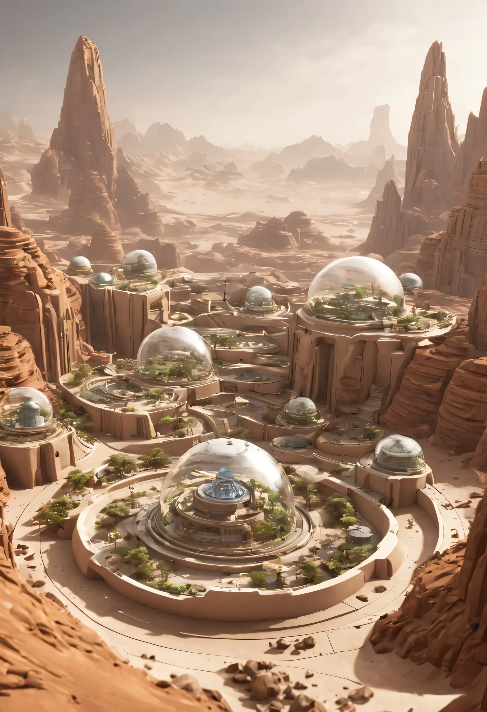 bonsai carving base, A towering glass-domed city on Mars,Featuring intricate tunnels and narrow stone passages, Connect various buildings and facilities. The city is surrounded by barren land,Rocky landscape,Zaha Hadid,studio lighting,front Photo,3D art,mixer,8k,white,background,--with 3:4 --q 2 --s 1000