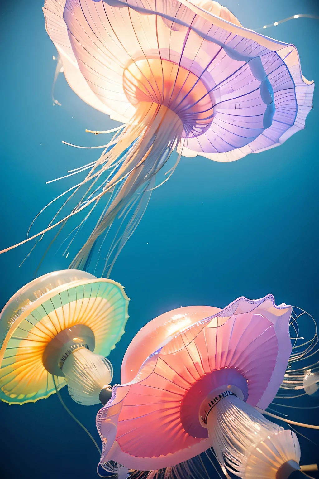 jellyfish，很多jellyfish，best quality，masterpiece，（pastel colors：1.2）