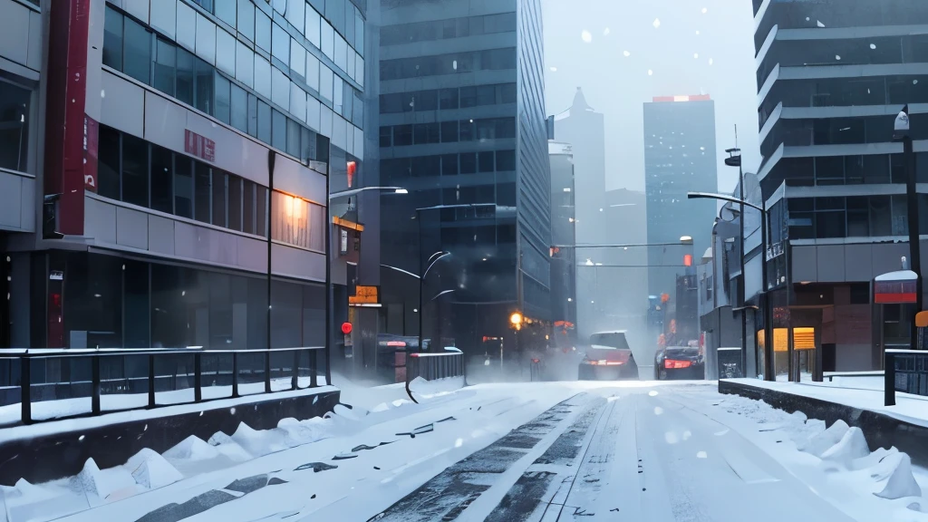 Snowy day in the city with pedestrian crossing and road signs, It&#39;s snowing in the city too，It snowed a lot, blizzardの真ん中で, blizzardく, heavy snowfall, heavy winter aesthetics, It&#39;s snowing, 4 0 9 6, blizzardく, blizzardく, snowfall, blizzardの嵐, blizzard, cold snow, blizzardの中の完璧な照明, snow falling