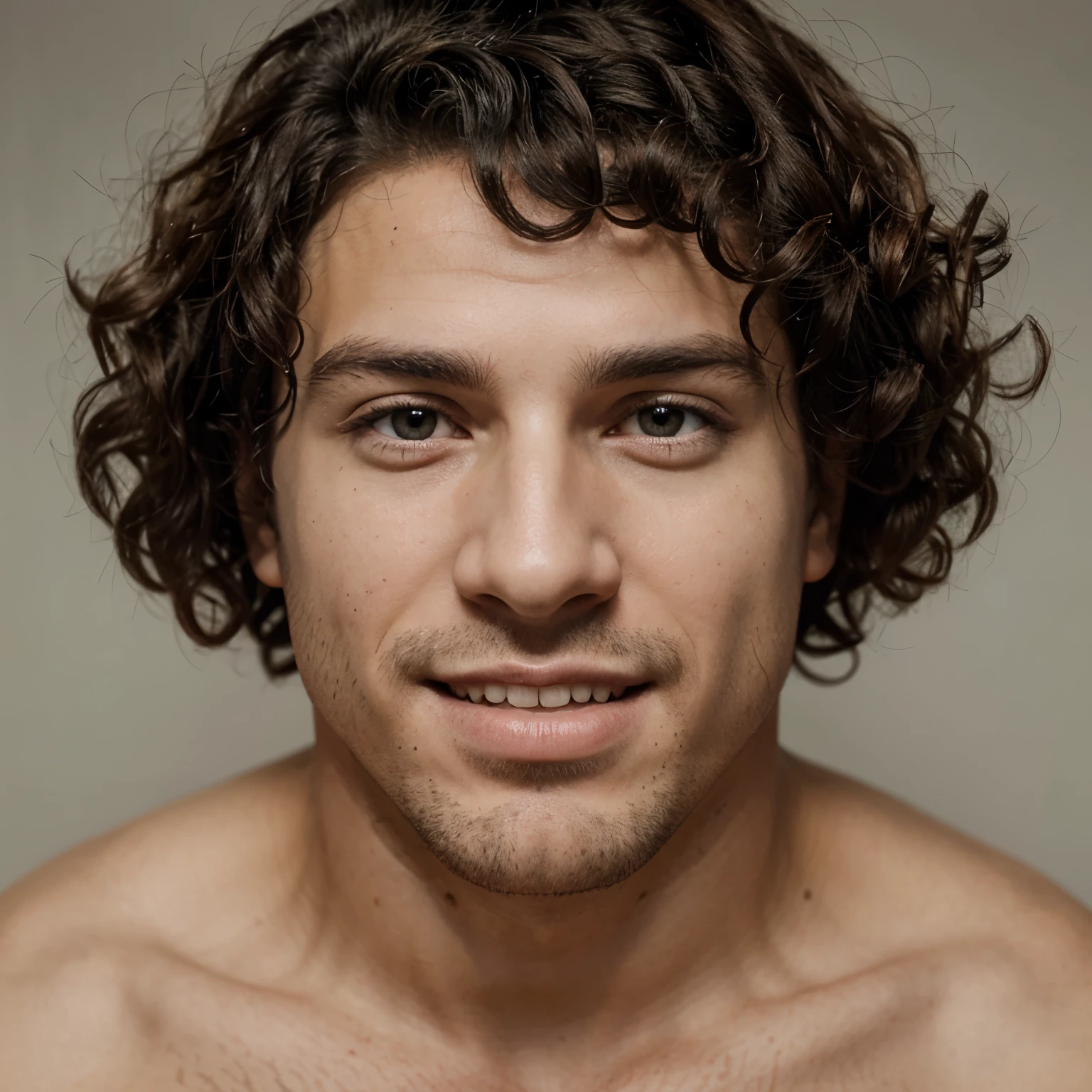 Curly Hair Man ,moche ,intello ,avec de grosse dent et un appareil dentaire
