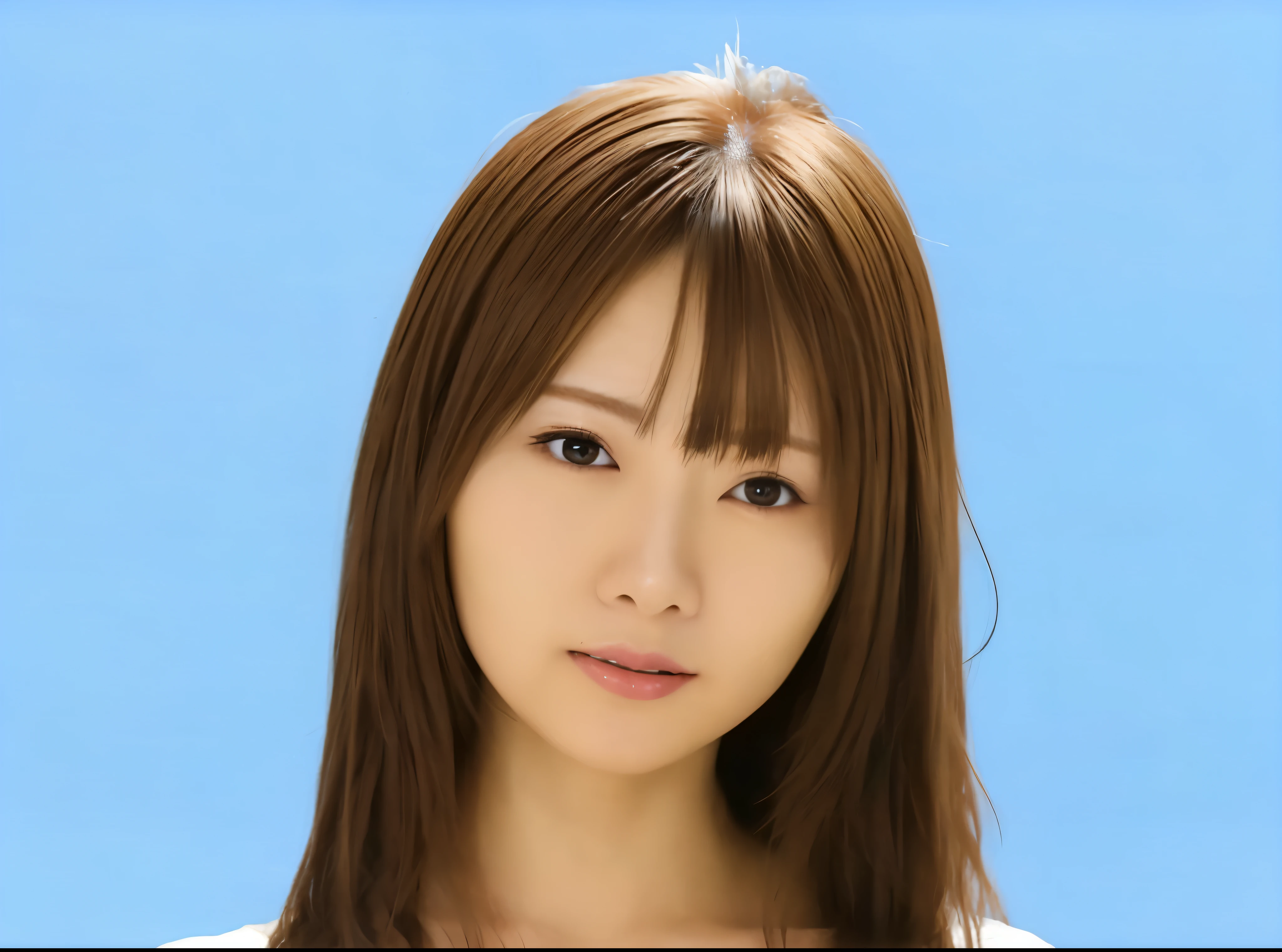 a close up of a woman with long hair and a white top, Yoshitomo Nara, chiho, aoshima chiho, deayami kojima, sakimi chan, takada akemi, narumi kakinouchi, shiori teshirogi, ayaka, beautiful japanese girls face, harumi