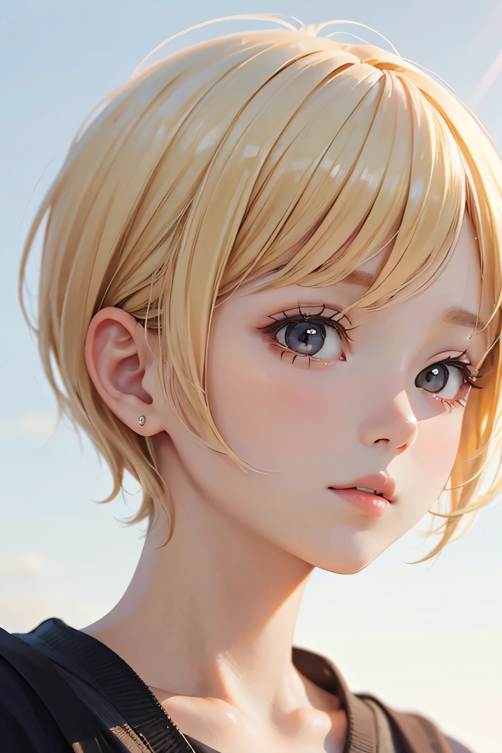 カメラを見ている金髪碧眼のアニメの女の子 - SeaArt AI