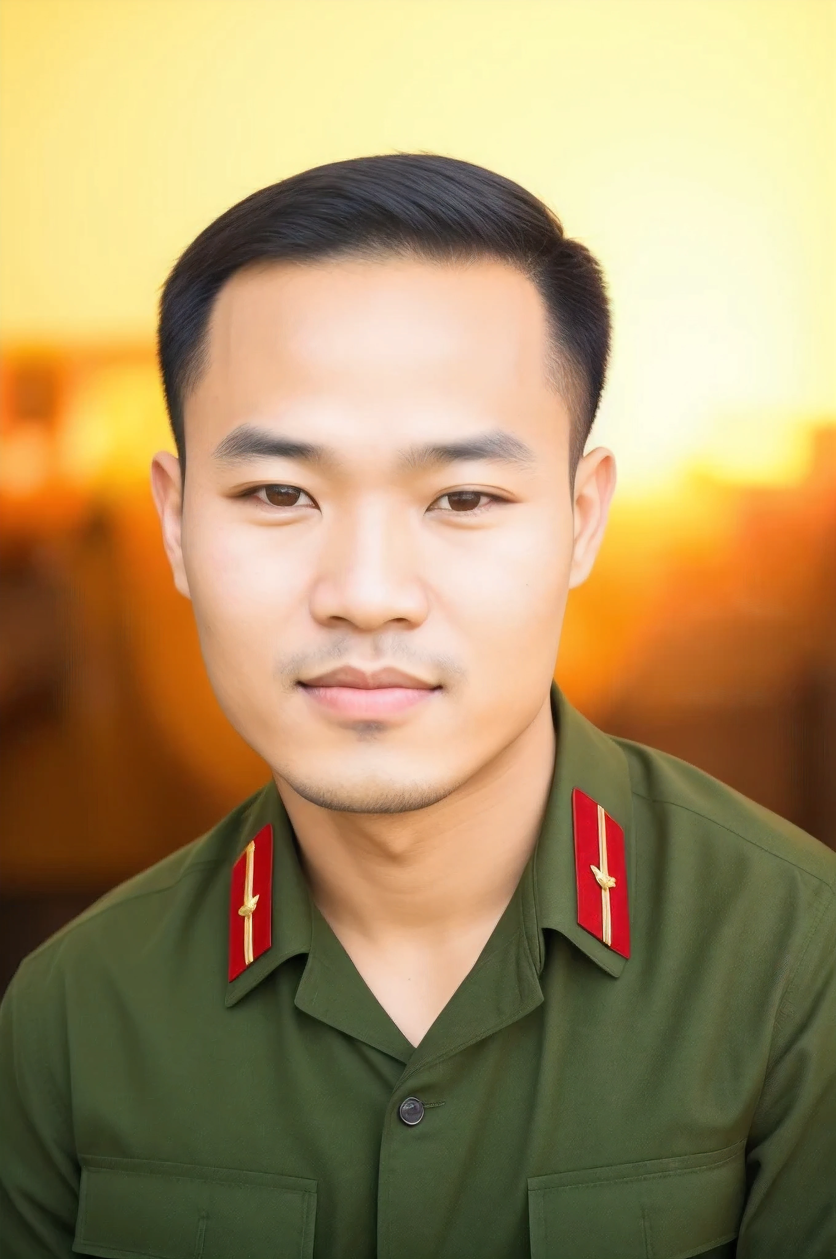 arafed homme en uniforme avec une bande rouge sur la poitrine, Portrait d'une femme soldat, soldat de la guerre du Vietnam, Phuoc Quan, Ombre style, merde mon esprit, par l'travail de'art Hoàng Tuong, portrait de fille soldat, couverture, J'I won, couvrir pham, Portrait de profil, inspired by'Oka Yasutomo