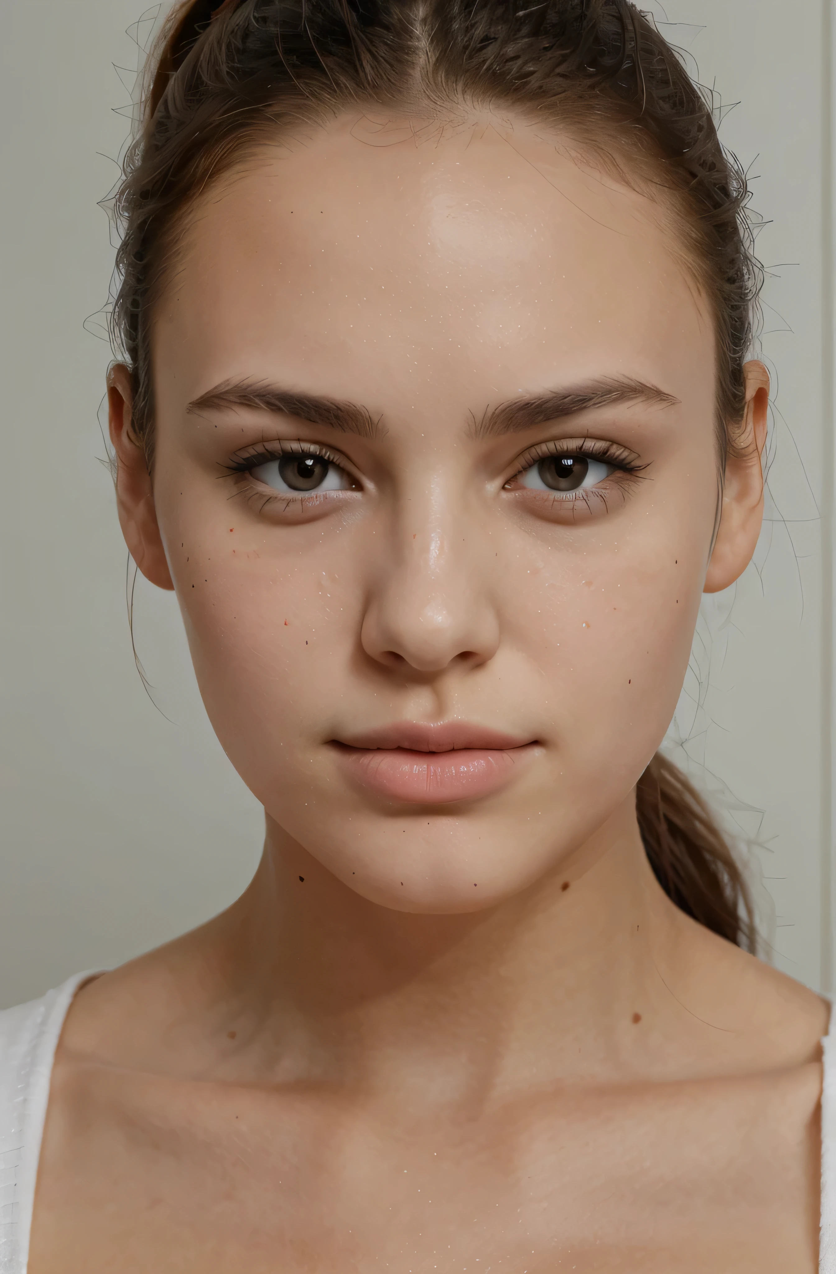 plump lips, closed mouth. without a smile. don't grind. clean and soft skin