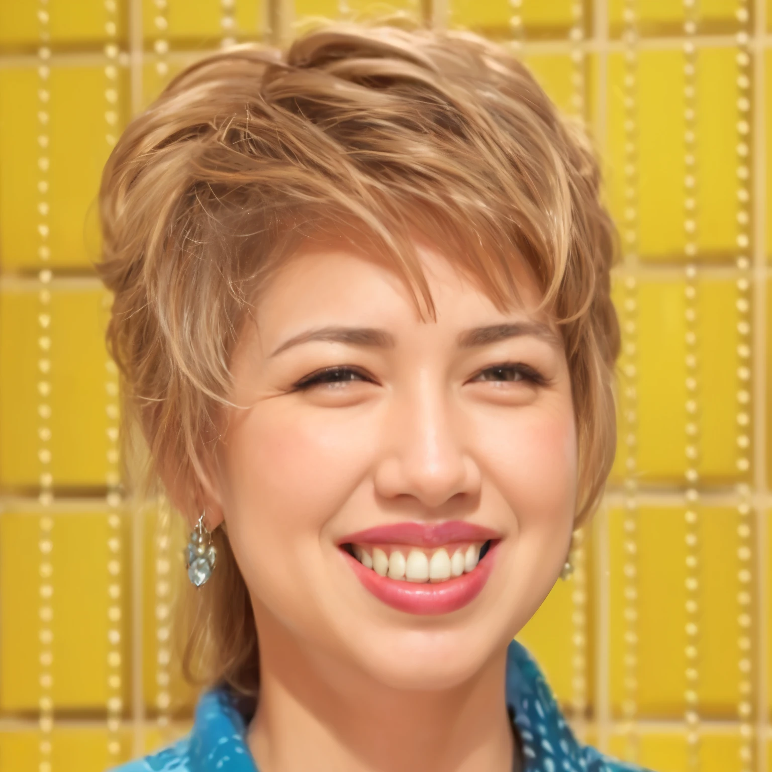 gorgeous makeup、close your eyes、(erotic smile:1.7)、(droopy eyes:1.4)、(Descending eyebrows:1.4)、70 year old woman、(plus size:1.4)、(thick lips:2)