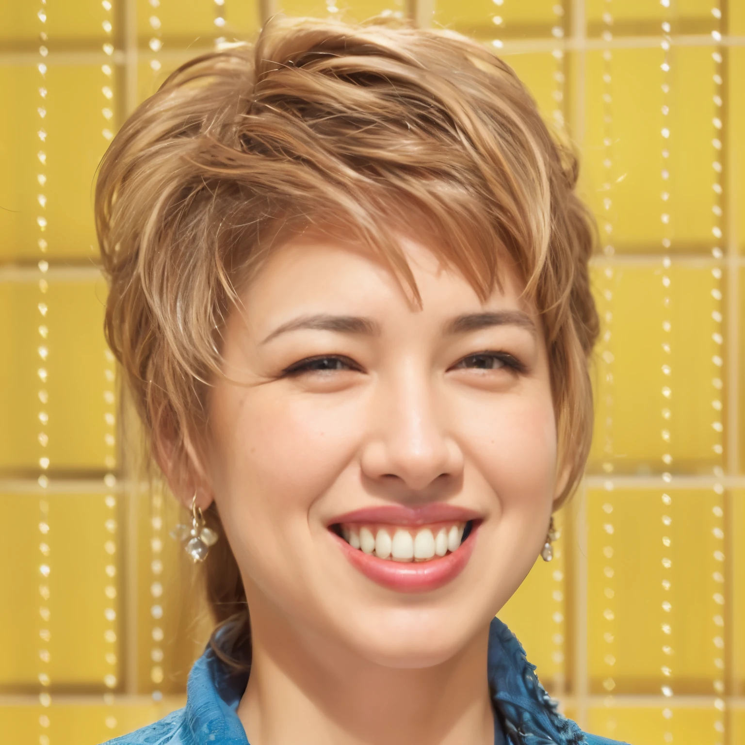 gorgeous makeup、close your eyes、(erotic smile:1.7)、(droopy eyes:1.4)、(Descending eyebrows:1.4)、70 year old woman、(plus size:1.4)、(thick lips:2)