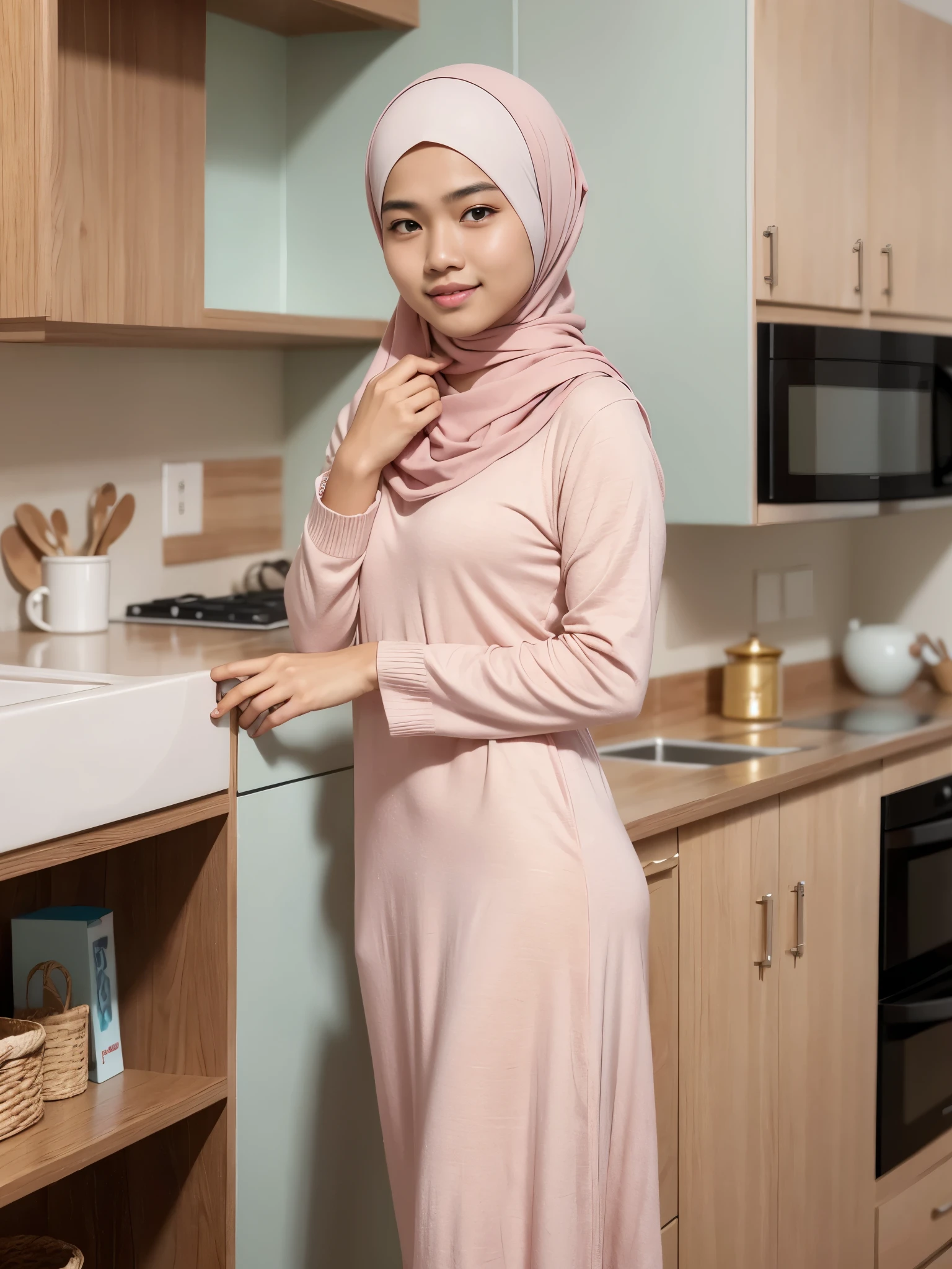Young Indonesian man's face, cute face fair skin smooth skin bright skin, cute expression soft smile graceful smile, beautiful eyes, small nose, pink cheeks, pink lips, shiny lips, light makeup 