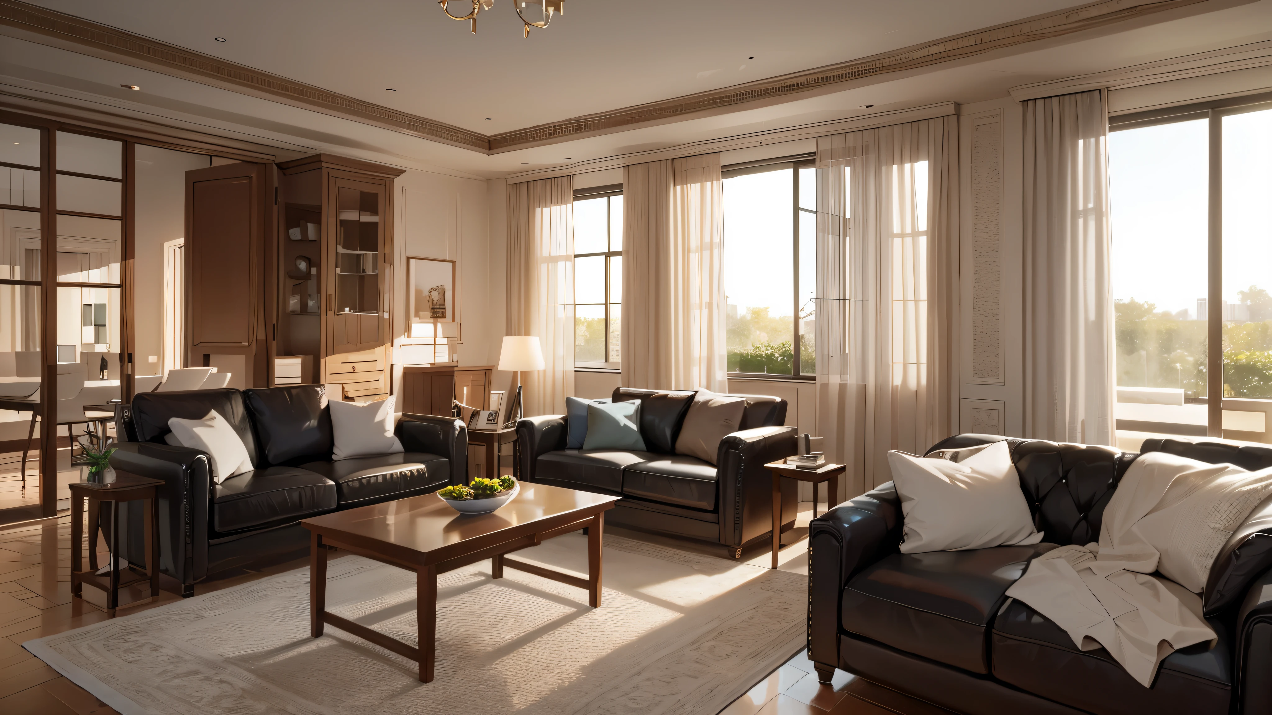 you are a famous interior designer、I was asked to create a 3D image of a large modern room.。. Create a harmonious environment with modern and minimalist furniture. Including garden interior.