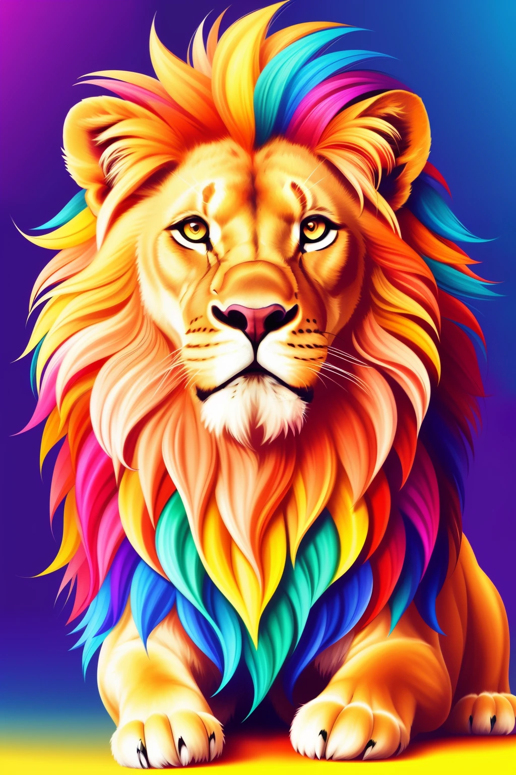 A vibrant and whimsical drawing on a clean white background depicting a majestic lion with a mesmerizing and multi-colored mane. The lion is dressed in playful and eye-catching circus attire, specifically tailored for a delightful children's book. The colors used are incredibly vibrant and cute, adding an extra layer of enchantment to the illustration. With a joyful and excited expression, the lion is depicted in various energetic and lively poses, showcasing its vibrant personality and contagious enthusiasm.