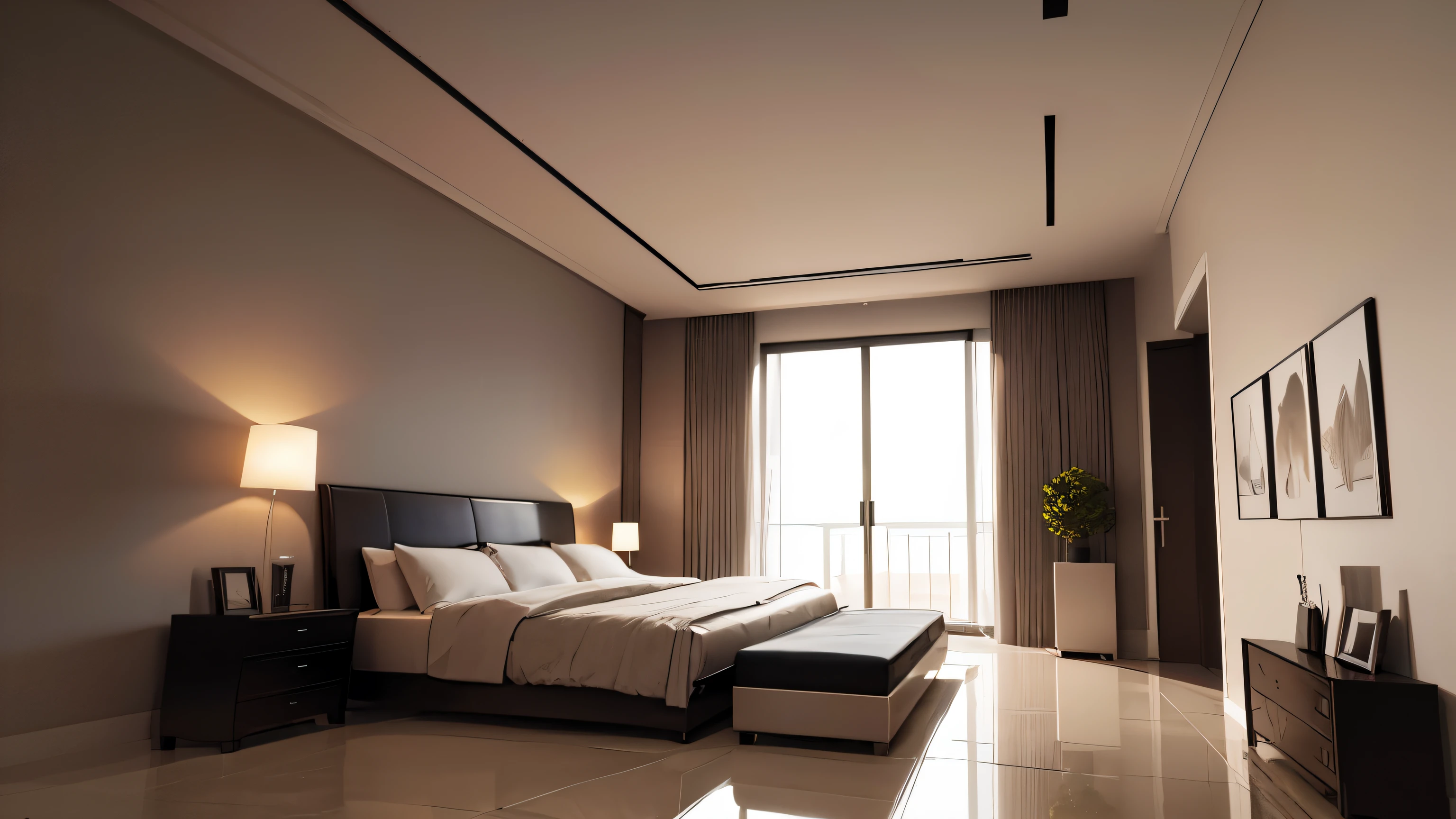 you are a famous interior designer、I was asked to create a 3D image of a large modern room.。. Create a harmonious environment with modern and minimalist furniture. Including garden interior.