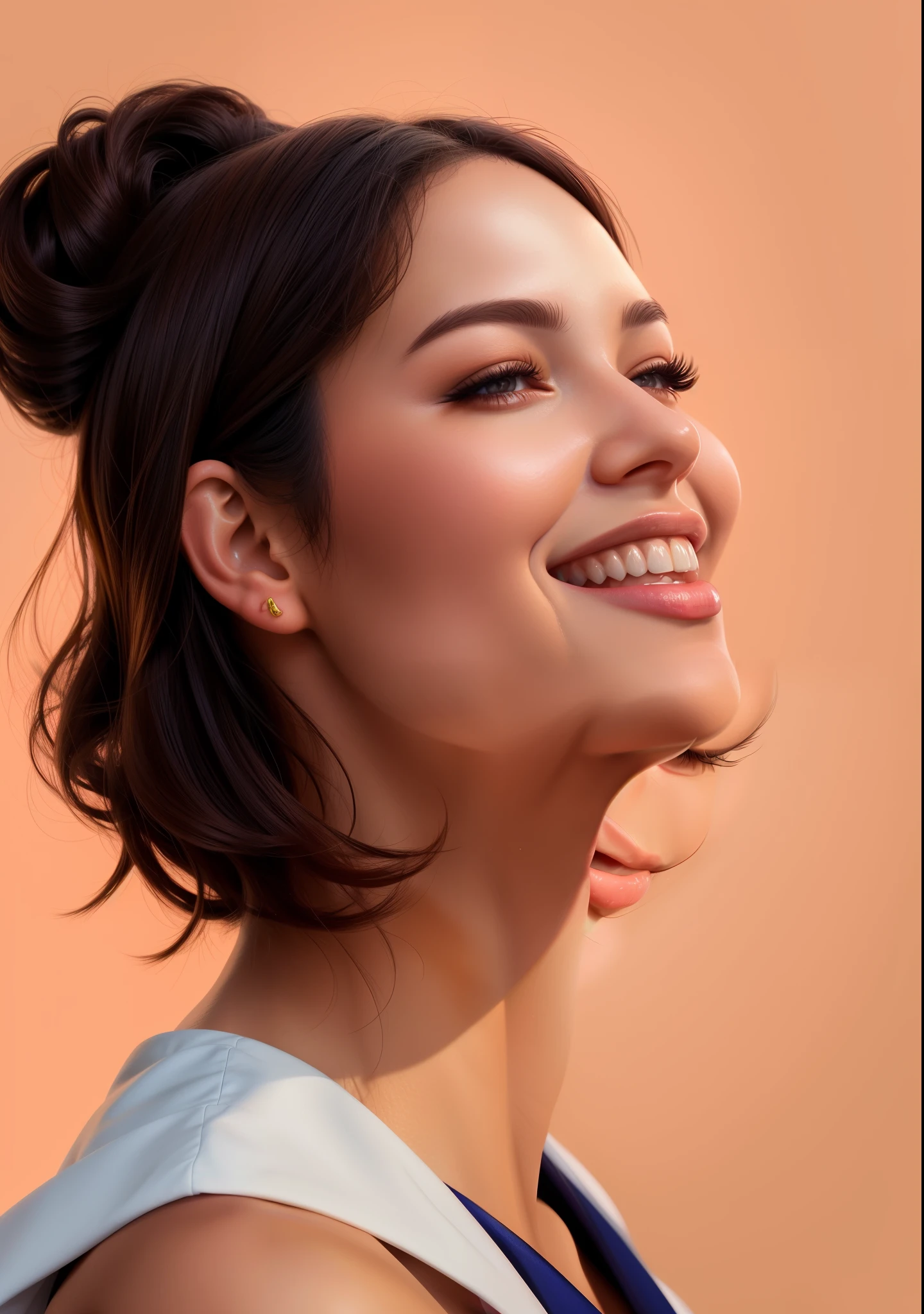 um close de uma mulher com um sorriso no rosto, Retrato de RossDraws, retrato digital, arte digital Ilya Kuvshinov, retrato de alta qualidade, rosto de Ilya Kuvshinov