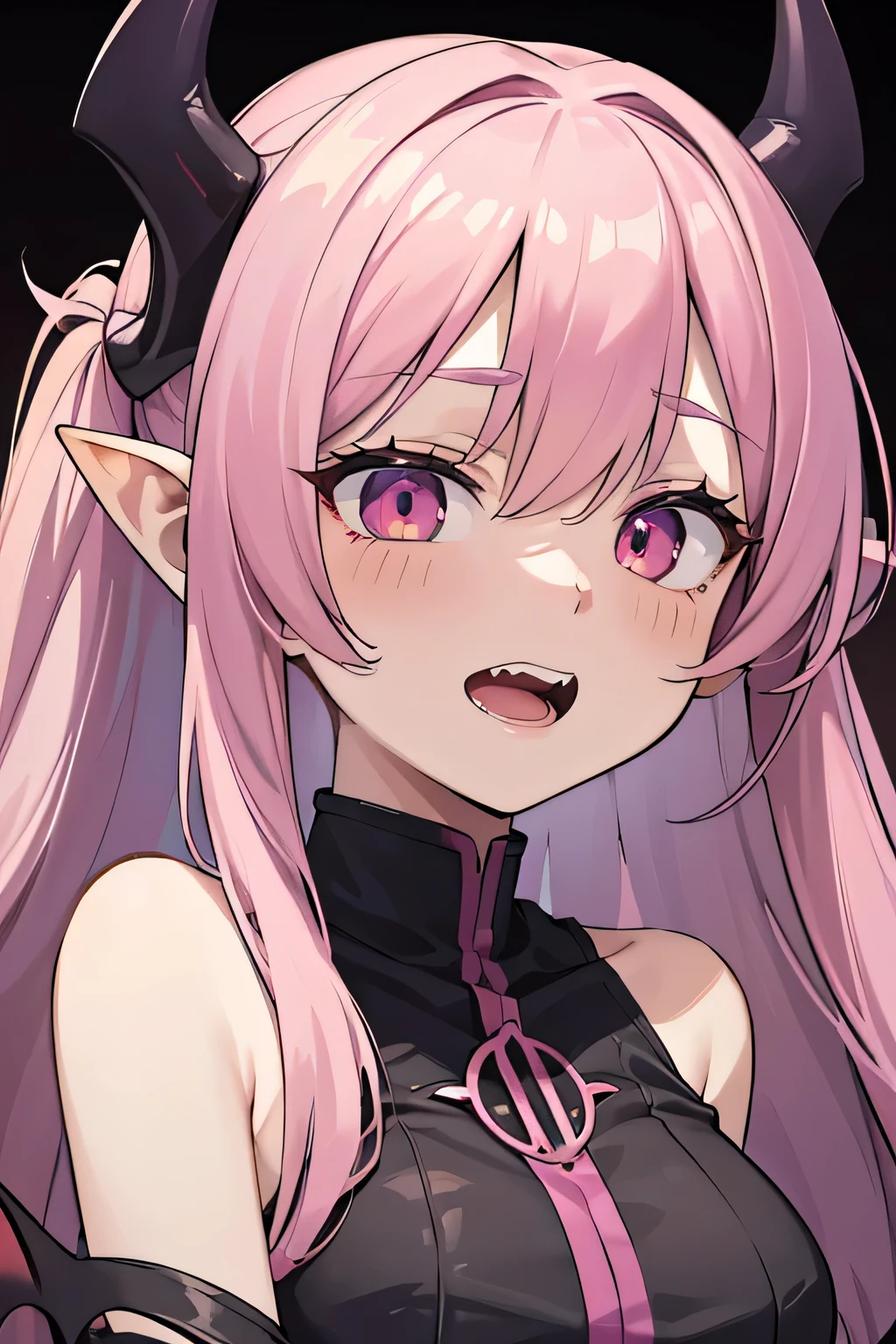 (best quality,4k,8k,high resolution,masterpiece:1.2),Super detailed,actual:1.37,Pink hair,Demon anime girl,Demon anime girl,Portrait of devil girl,Mika Kuroi evil devil,beautiful Succubus,Succubus,Detailed digital animation art,evil laughter,anime monster girl,Cute and round anime art style,Detailed anime character art,Portrait of a female devil