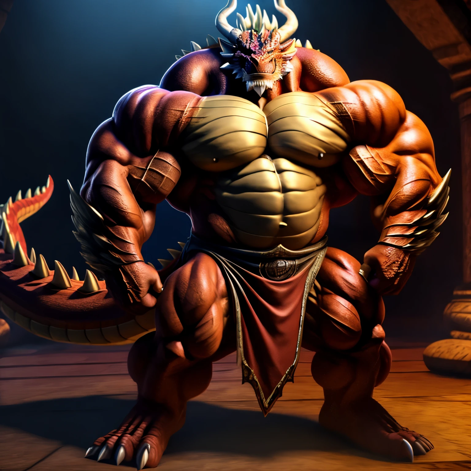 kaido, dragon king, male dragon, eastern dragon, very big muscles, hulking, bodybuilder, extremely strong, big abdominal muscles, hefty musclegut, pecs, feet, claw, full body, loincloth, one piece,