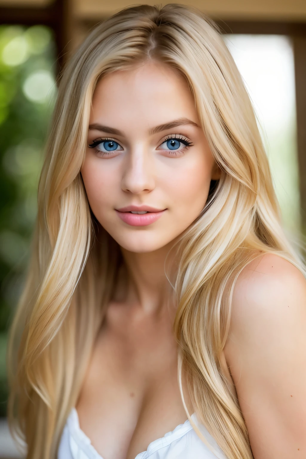 Blonde girl , 24 years old, beautiful colour, Perfect skin ,3 busted breasts , instagram (Realistic, A high resolution),photo size 3:4, 1 cute sexy girl , (, long hair), large expressive blue eyes, happy, (8K, raw photo, Best quality, Masterpiece:1.2), (Realistic, photo-Realistic:1.37),(sharp focus:1.2), Professional , High detail, at yoga