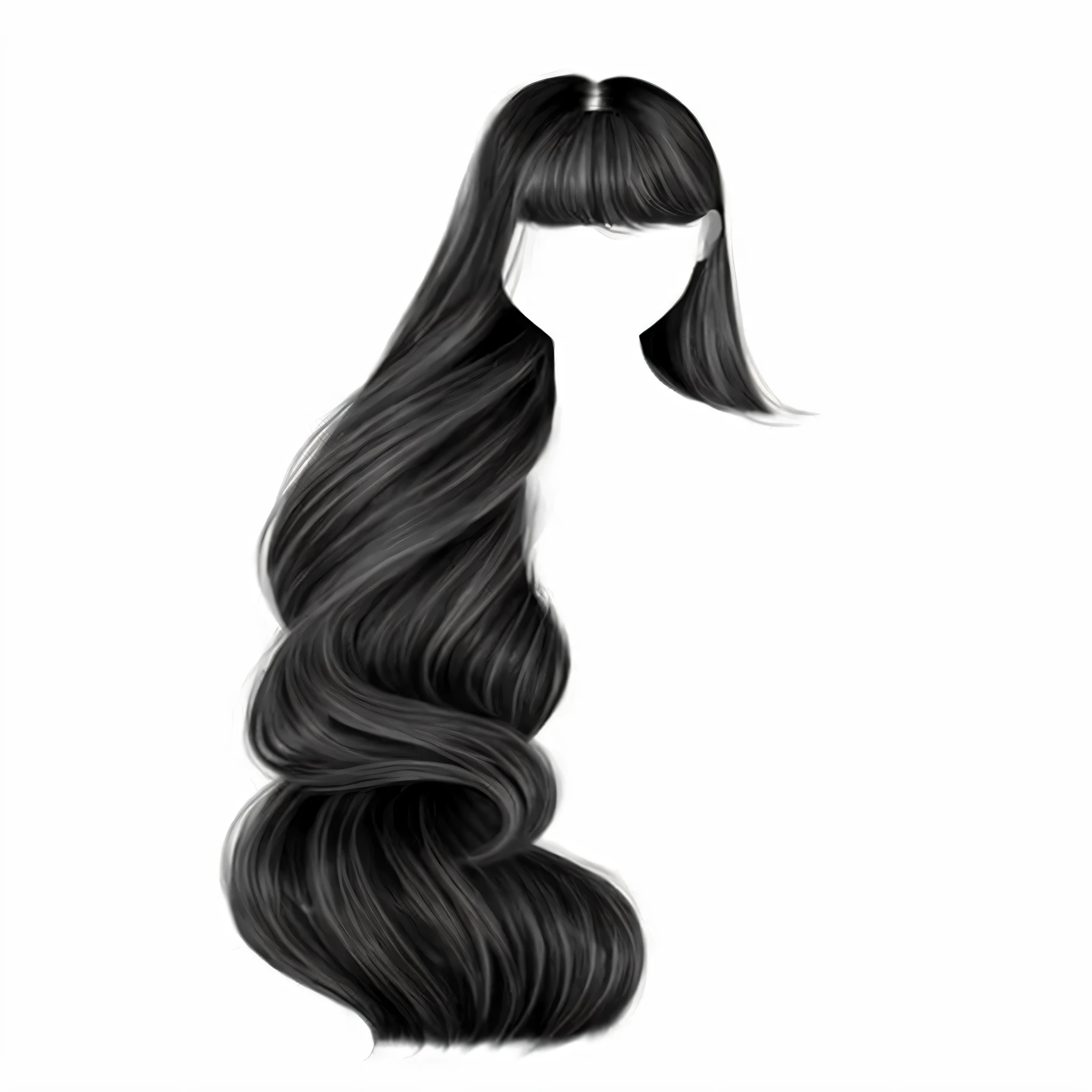 a drawing of a woman with long hair and a ponytail, detailed long black hair, long free black straight hair, black elegant hair, wavy long black hair, long wavy black hair, black long hair, long thin black hair, very long black hair, long dark hairs, long black hair, long black shiny hair, long swirly dark hair, black long curly hair