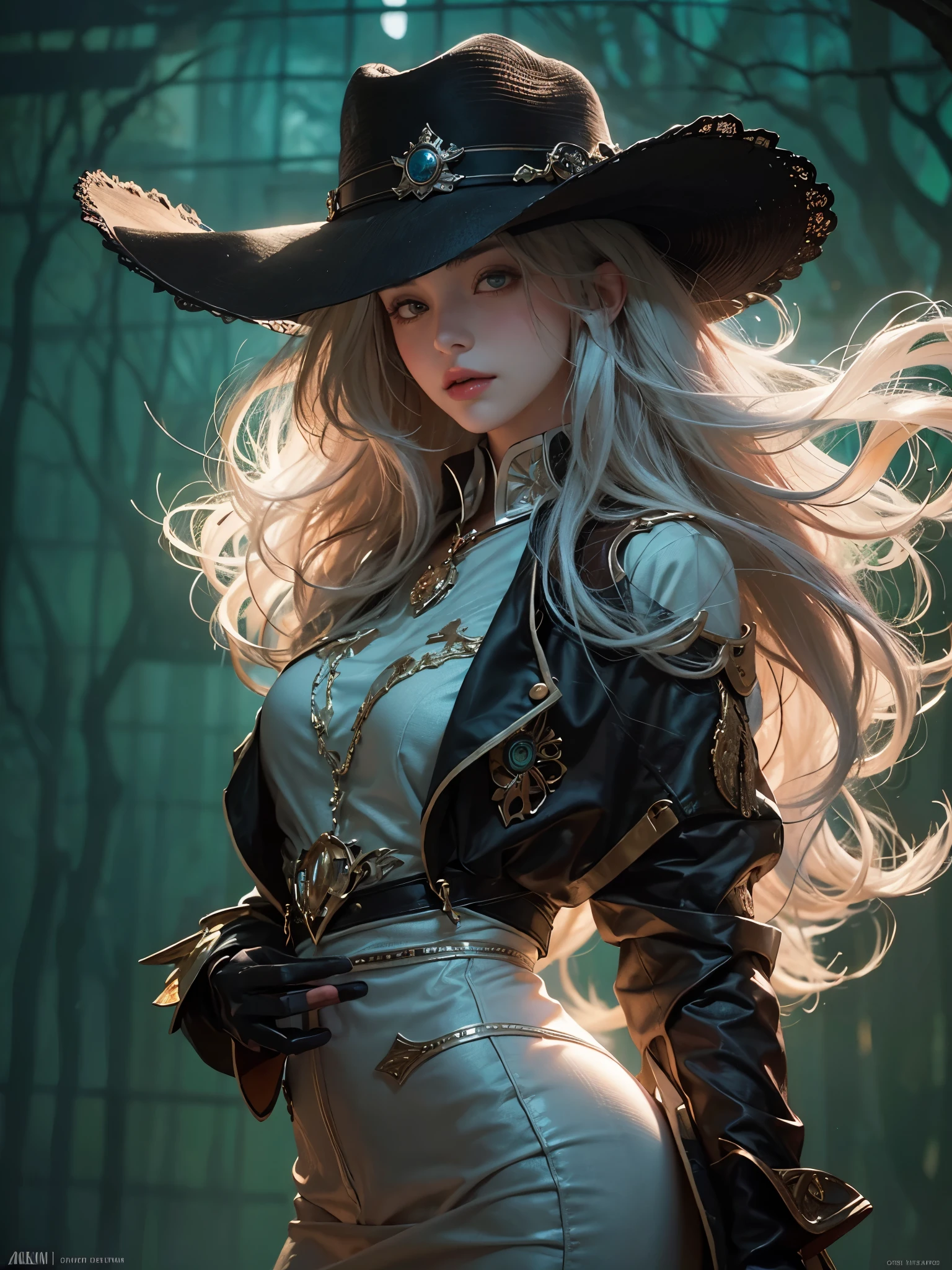 A woman in a hat and leather jacket posing for a picture - SeaArt AI