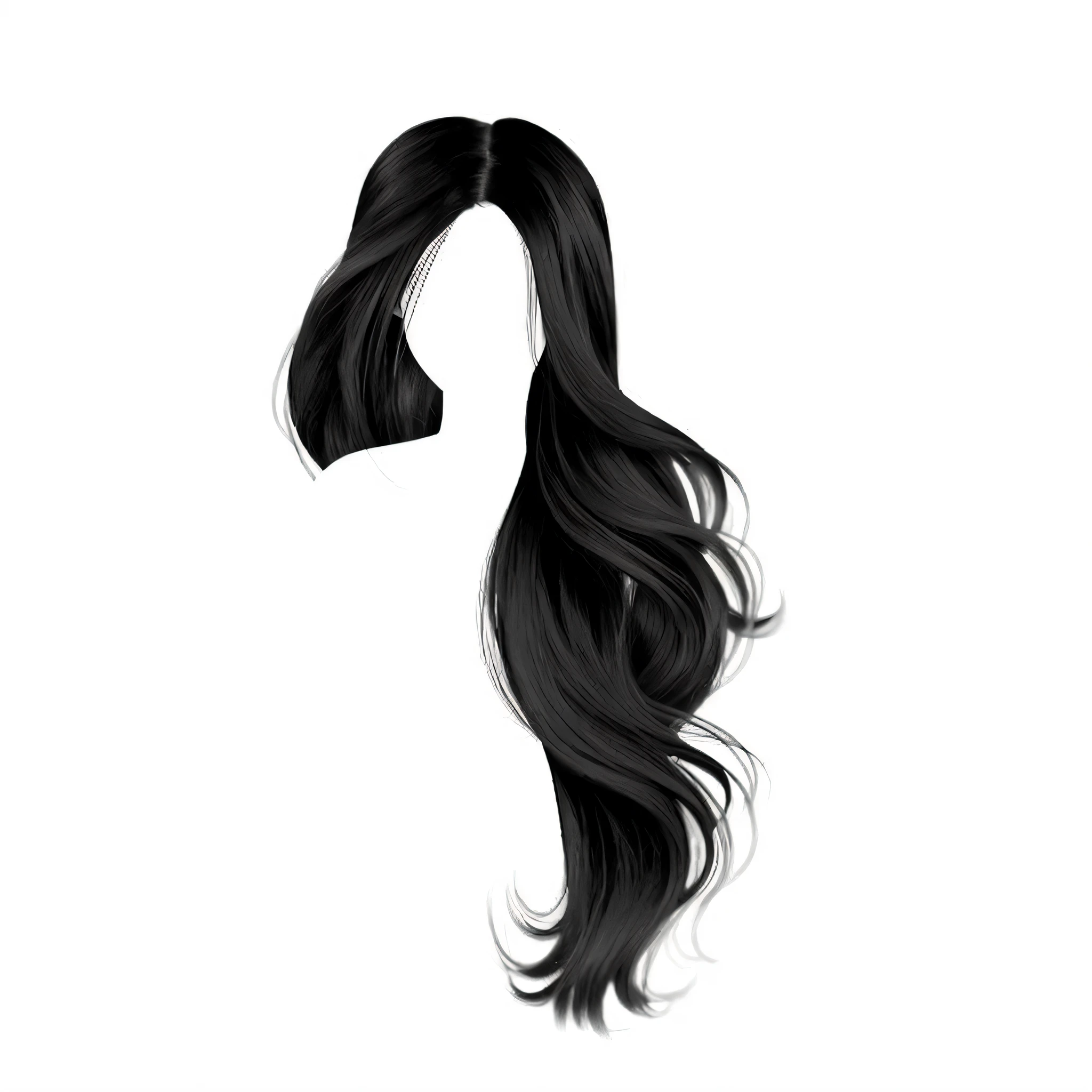 a close up of a long black hair with a ponytail, detailed long black hair, black elegant hair, flowing black hair, wavy long black hair, long wavy black hair, long dark hairs, black wavy hair, long free black straight hair, wavy black hair, swirling black hair, black long curly hair, black dynamic hair, wavy long - length black hair