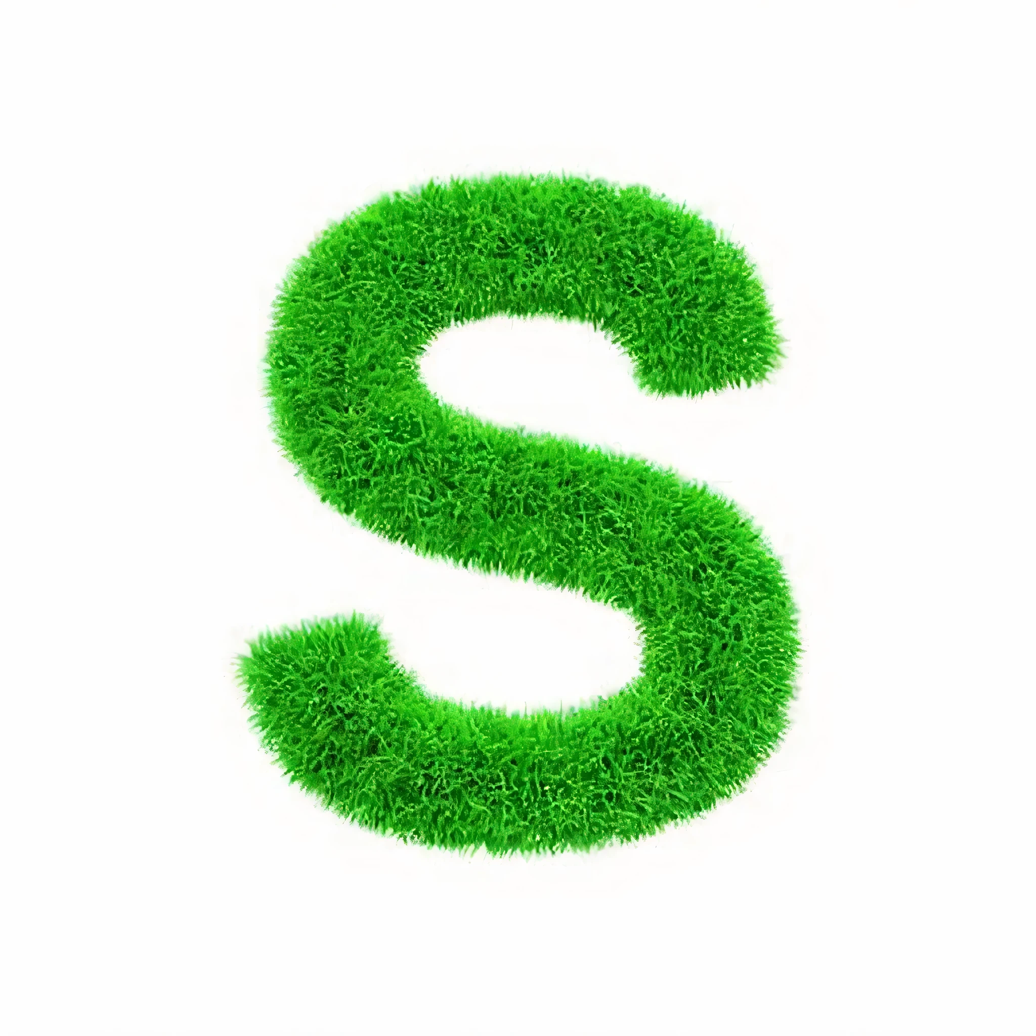 a green grass letter s on a white background, letter s, green letters, grass - like, grass, rating:g, a green, shaggy, shag, s line, symbol, grassy, artistic rendering, grass surrounding it, lawn, stylized grass texture, by :5 sexy: 7, lawns, sustainable, sturdy, its name is greeny