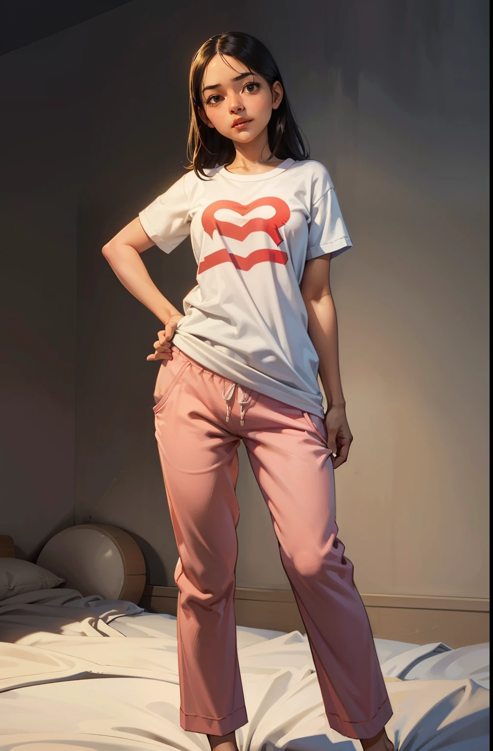 Blonde cute heart girl pants sleep