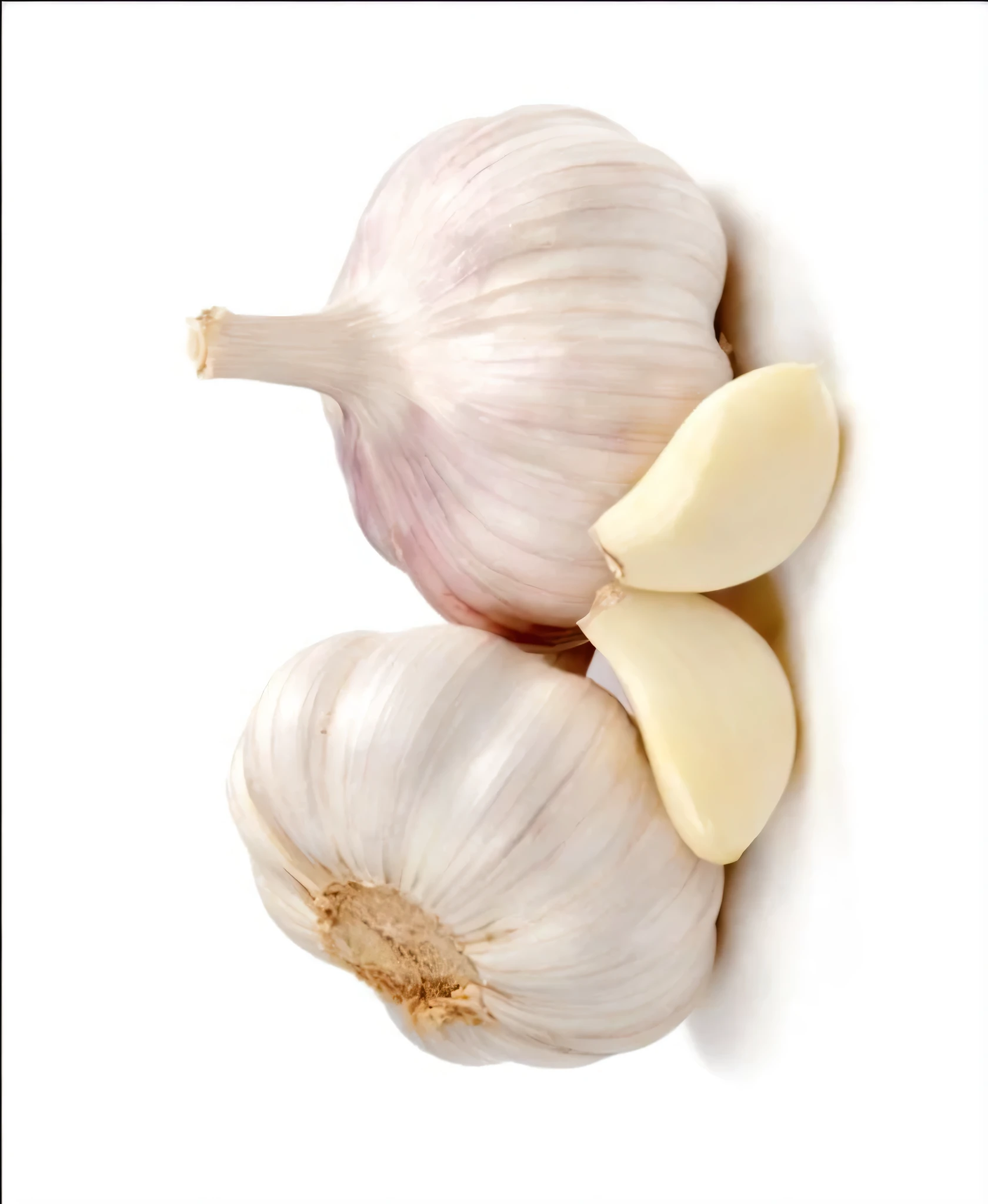 there are two heads of garlic and one bulb of garlic, garlic on background, a hyper realistic, hyper - realistic, hyper-realistic, leaked image, ( ultra realistic, high qulity, nostlagia, promo art, 360º, with a white background, [ [ hyperrealistic ] ], ultra - realistic, ultra-realistic