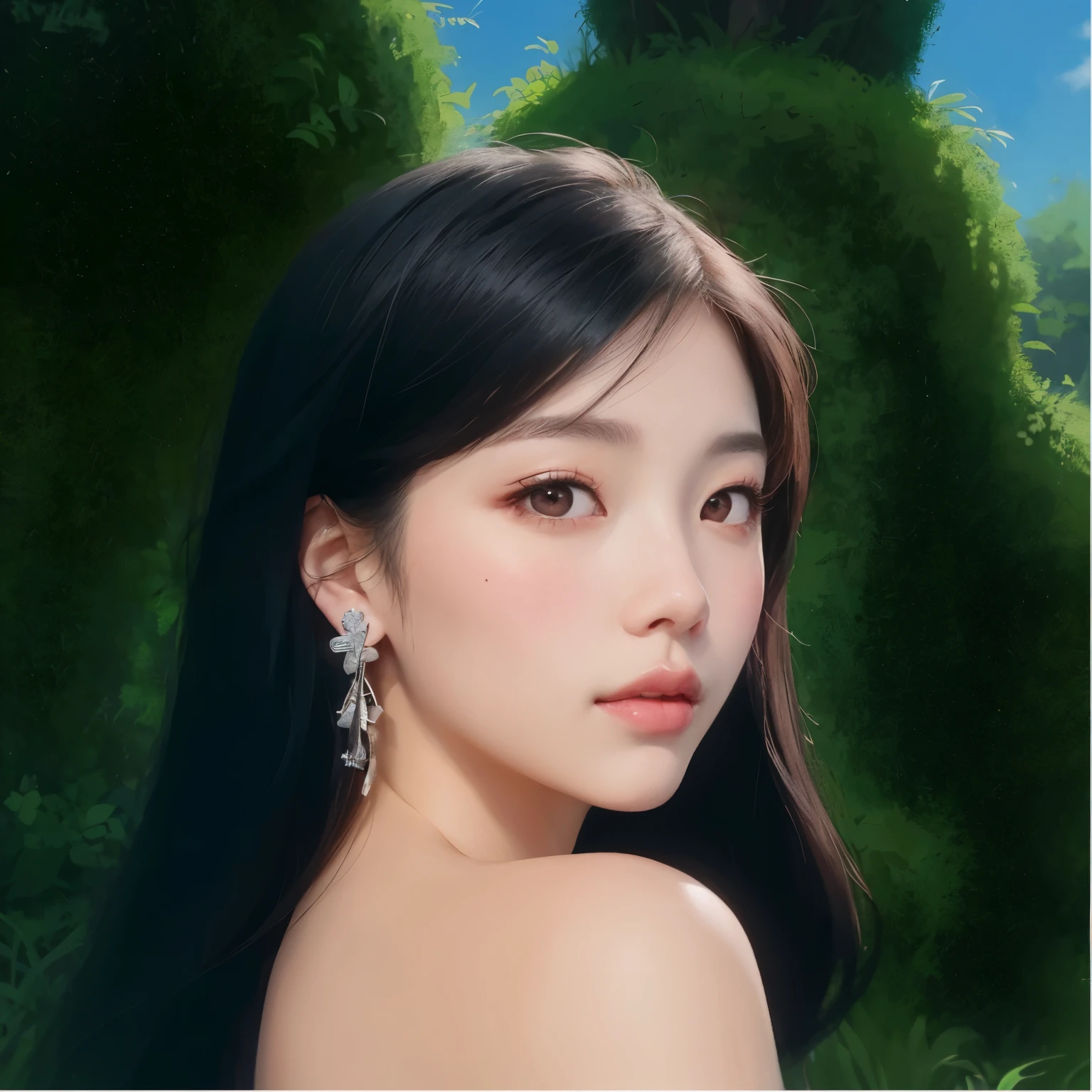 Araffes de una mujer con cabello largo y negro y un vestido blanco., Korean idol woman portrait, obra de arte oficial, retrato de jossi de blackpink, jaeyeon nam, inspirado en Sim Sa-jeong, in bowater art style, obra de arte al estilo de guweiz, inspirado en Yanjun Cheng, retrato de jisoo blackpink, fanart oficial, render de abril