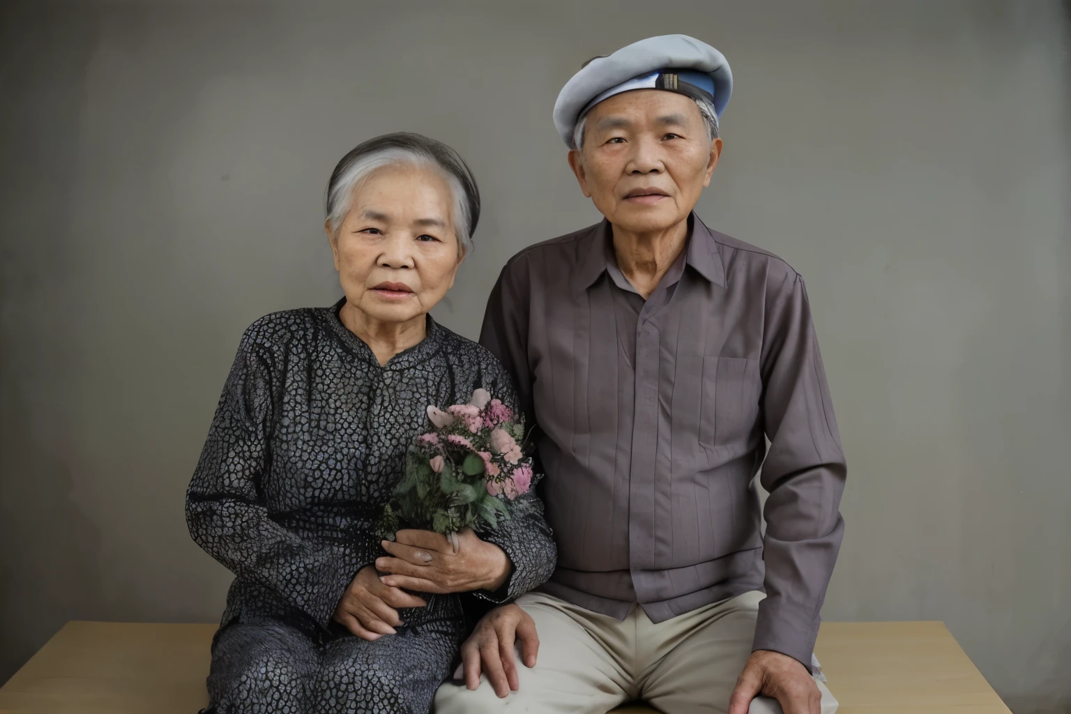 Portrait of an elderly couple Vietnamese