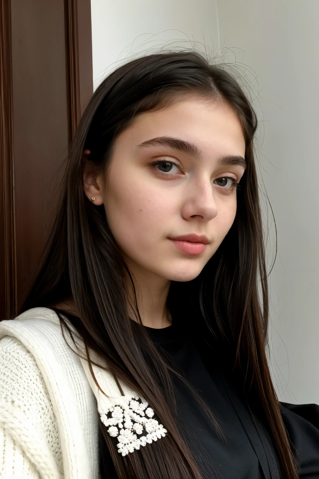 ((best quality)), ((masterpiece)), (detailed), 17 years-old , perfect face, in black clothes, russian girl,