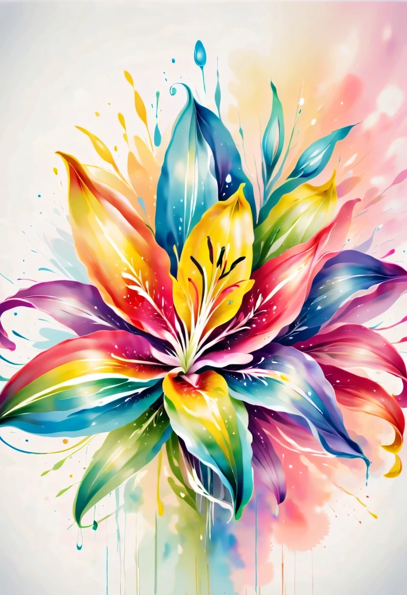 Abstract rainbow lily,  wallpaper, Flat design style, splash, rich and colorful, complicated