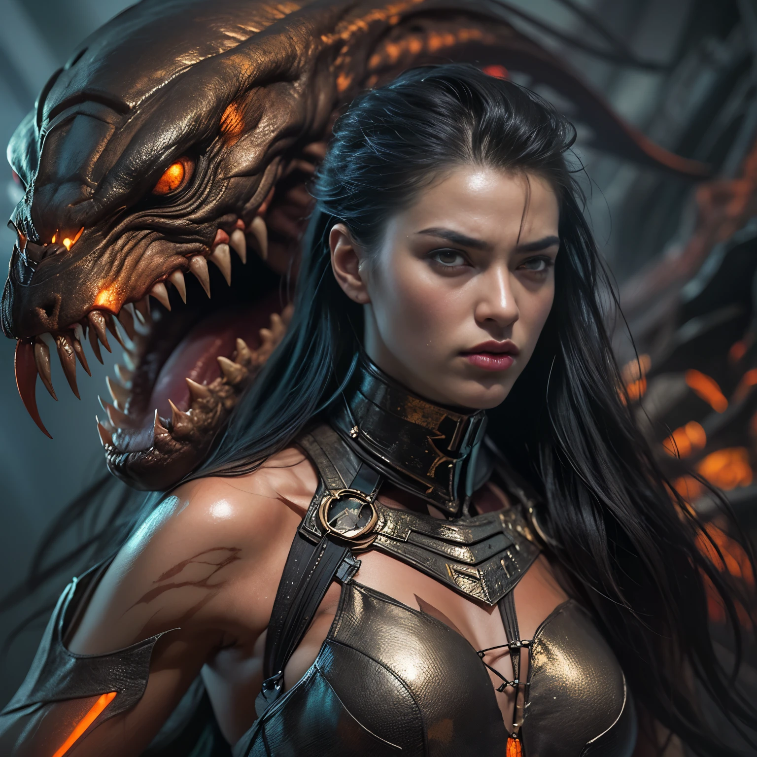 1 female alien, The predator, (extremely beautiful:1.2), (intense gaze:1.4), (predator:1.1), long dark claws, (NSFW:0.8), nipples, thick eyebrows, (She has shining orange eyes:1.2), the most beautiful face in the universe, jet black hair, symmetrical beautiful eyes, hyper detailed eyes,
A woman predator with an extremely beautiful face, her intense gaze fixed on her prey, a primal force that could not be denied.
(beautiful lean body:1.5), (muscular build:1.2), (prowling:1.3), (sleek movements:1.4)
Her beautiful body, muscular and toned, moved with sleek grace as she prowled, ready to strike at a moment's notice. The predator within her was always on,
cinematic drawing of characters, ultra high quality model, cinematic quality, detail up, (Intricate details:1.2), High resolution, High Definition, drawing faithfully, Official art, Unity 8K wall , 8K Portrait, Best Quality, Very High resolution, ultra detailed artistic photography,