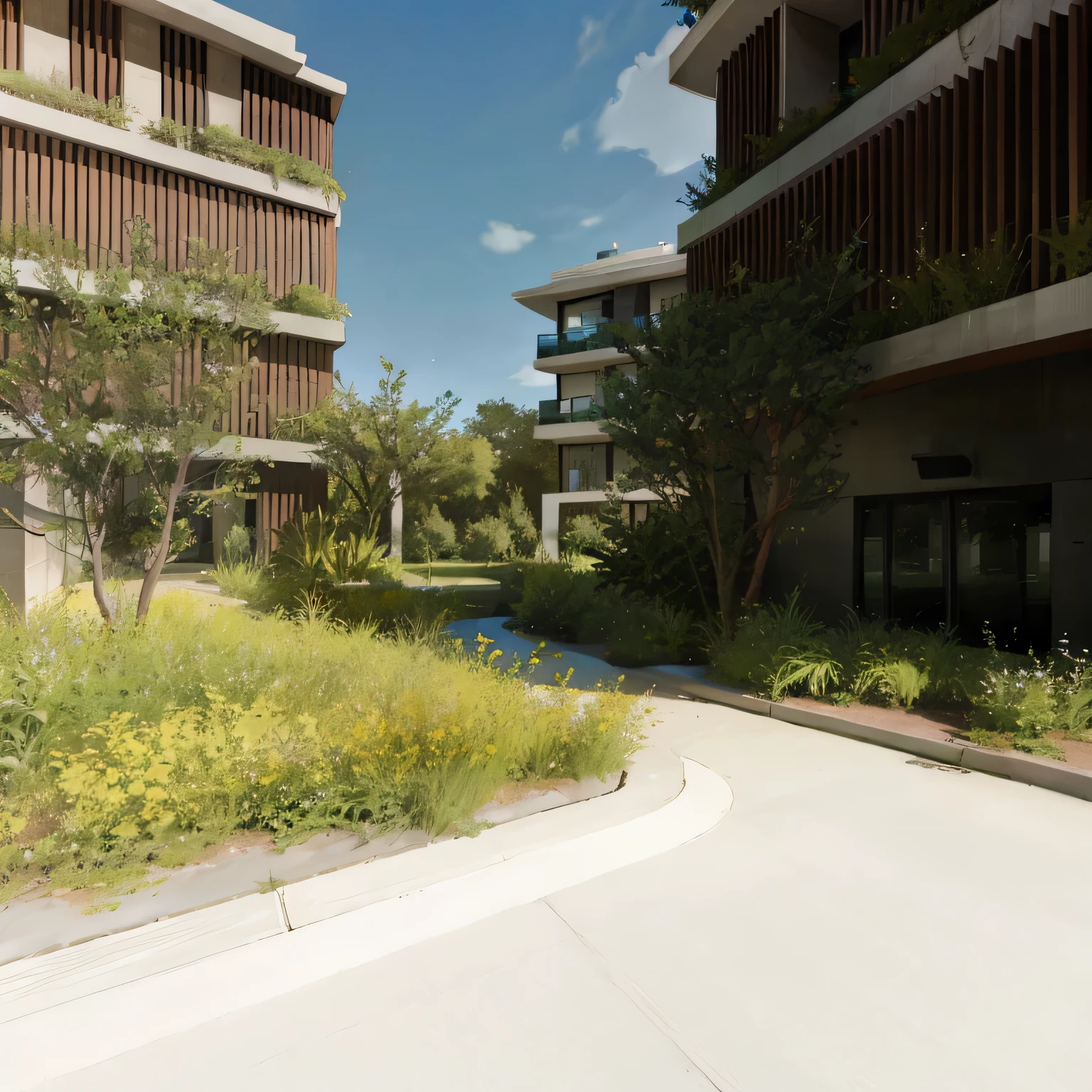 there is a courtyard with many plants and trees, architectural rendering, architectural visualization, Non-Lumion Pro rendering, low angle dimetric rendering, insanely detailed rendering, renderizar coroa, architectural visualization, architectural 3D rendering, luminous rendering, architectural rendering, fully detailed rendering, landscape rendering, highly detailed rendering, detailed rendering, unrealistic rendering without engine 5