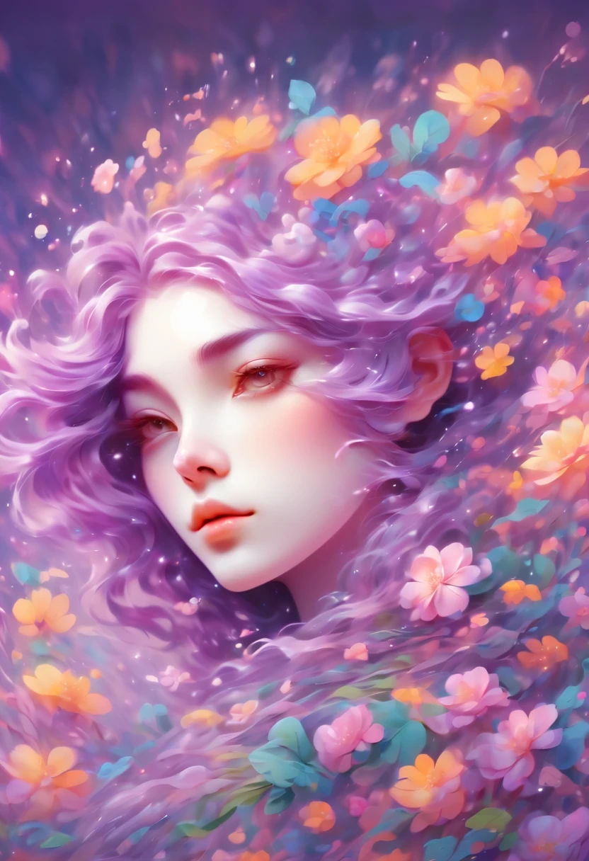 purple hair pictures、Drawing of woman with flowers in hair, just a joke, Beeple 和 Jeremias Ketner, Beautiful digital illustration, Beautiful digital illustrations, beautiful digital art, Beautiful Art Ultra HD 4K, Artyom and James Jean, Artgerm Julie Bell Beeple, beautiful digital art, Inspired by Jeremiah Ketner, A beautiful artistic illustration