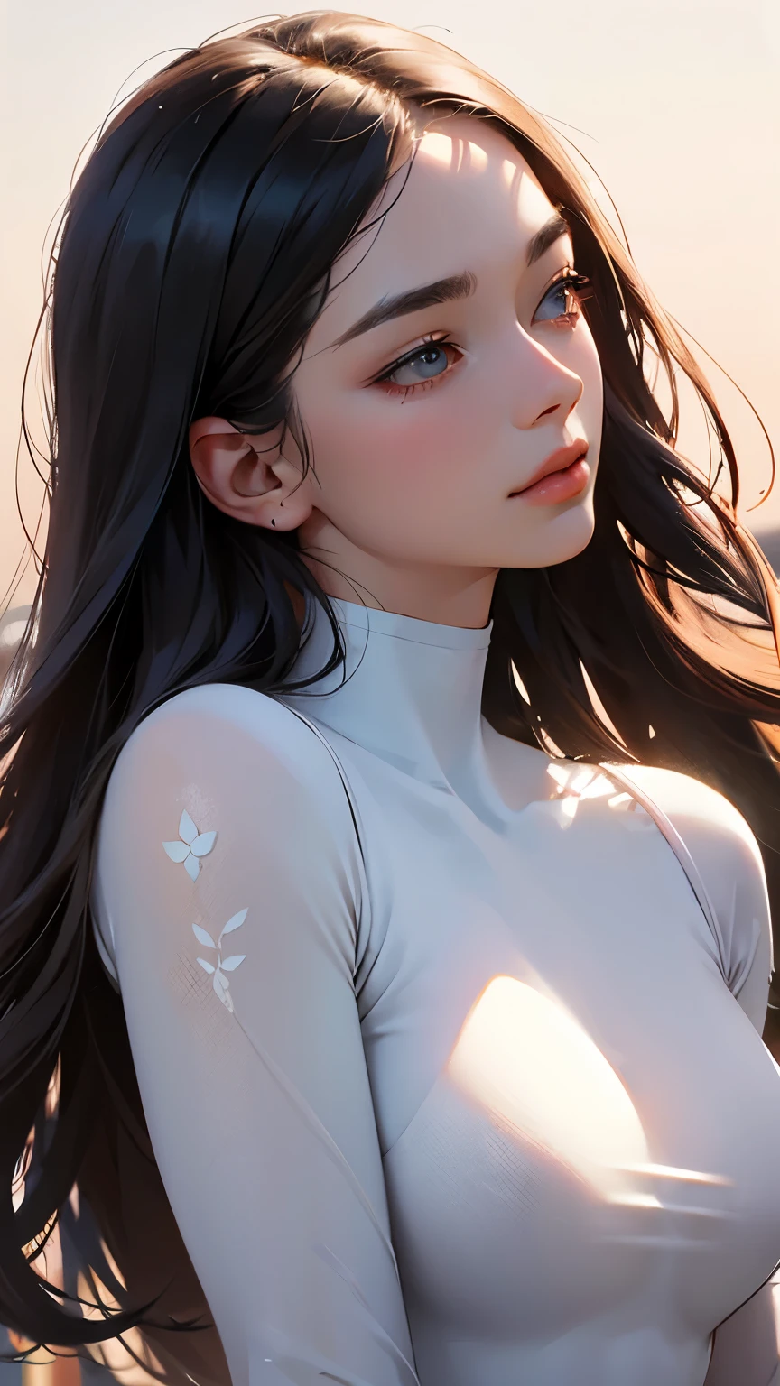 adult, big breasts, straight hair，477631，transparent clothes，intimate clothing、Sporty minimalist style，fuzzy form，female beauty，Light red and light black，life-like avian illustrations，close up，pastel gradients
