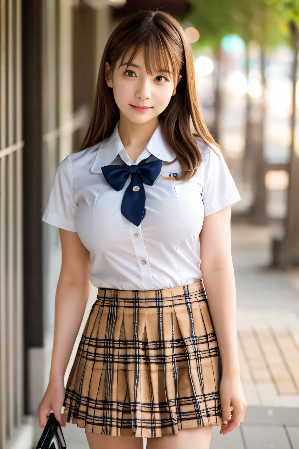 (Cowboy Shot)、alone、hair ornaments,Earrings、 cardigan, Loose low ponytail, Pink beige hair, Black bow tie, Sitting, desire,compelling glances,Hyperrealism, Original Creation, High quality 8K backgrounds, Intricately etched, Visually stunning, aesthetic wonder, Perfect excellence, The intense ambiguity, Calm colors、(Very long hair)、Beautiful woman,(school uniform)、Plain Shirt、Shirt with emblem on chest, Pleated skirt、(smile)、(((weak)))、((Delicate painting))，(Detailed RAW photos of girls), (highest quality:1.6), (Ultra-high resolution:1.5), (Realistic:1.75), 8K resolution, Canon EOS R5, 50mm, Absurd, Very detailed,Cinema Lighting,((Spread your legs))、((Panties are visible through the gap in the skirt))、((defenseless))、(cute printed panties)、(Wear socks)、Browsing Caution:0.2、Bright classroom