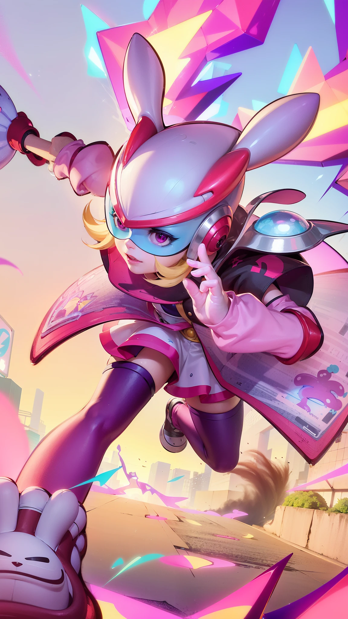 (8k, RAW photo, photorealistic:1.25) ,( lipgloss, eyelashes, gloss-face, glossy skin, best quality, ultra highres, depth of field, chromatic aberration, caustics, Broad lighting, sonic the hedgehog by on devite, black magician girl, hero pose colorful city lighting, high detailed official artwork, shining pink armor, splash art anime , anime cover, android heroine, humanoid pink female squid girl, splash art brawlstars, rossdraws cartoon vibrant, beautiful dark magician girl, jazza and rossdraws, pokemon sword and sheild.