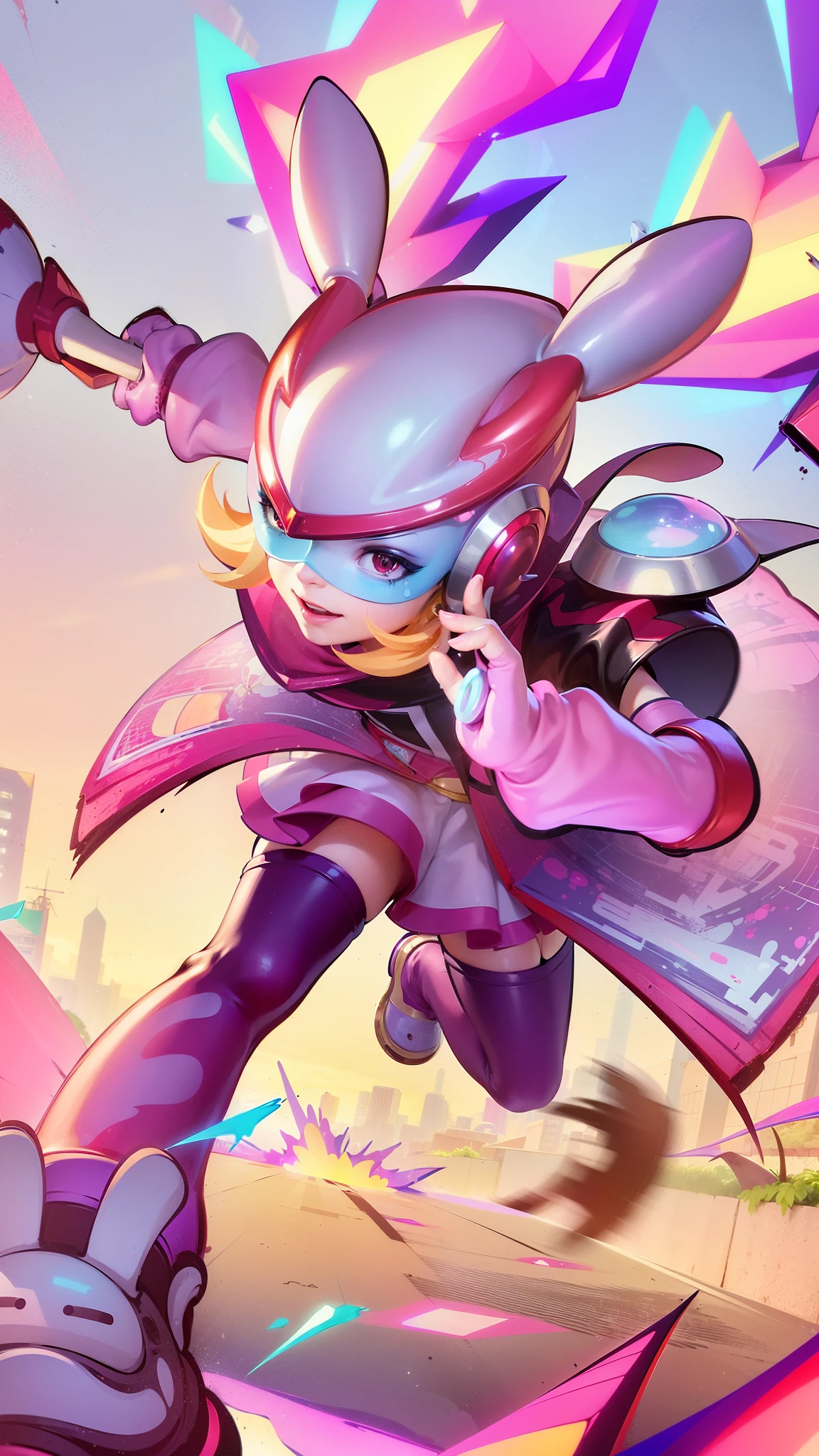 (8k, RAW photo, photorealistic:1.25) ,( lipgloss, eyelashes, gloss-face, glossy skin, best quality, ultra highres, depth of field, chromatic aberration, caustics, Broad lighting, sonic the hedgehog by on devite, black magician girl, hero pose colorful city lighting, high detailed official artwork, shining pink armor, splash art anime , anime cover, android heroine, humanoid pink female squid girl, splash art brawlstars, rossdraws cartoon vibrant, beautiful dark magician girl, jazza and rossdraws, pokemon sword and sheild.