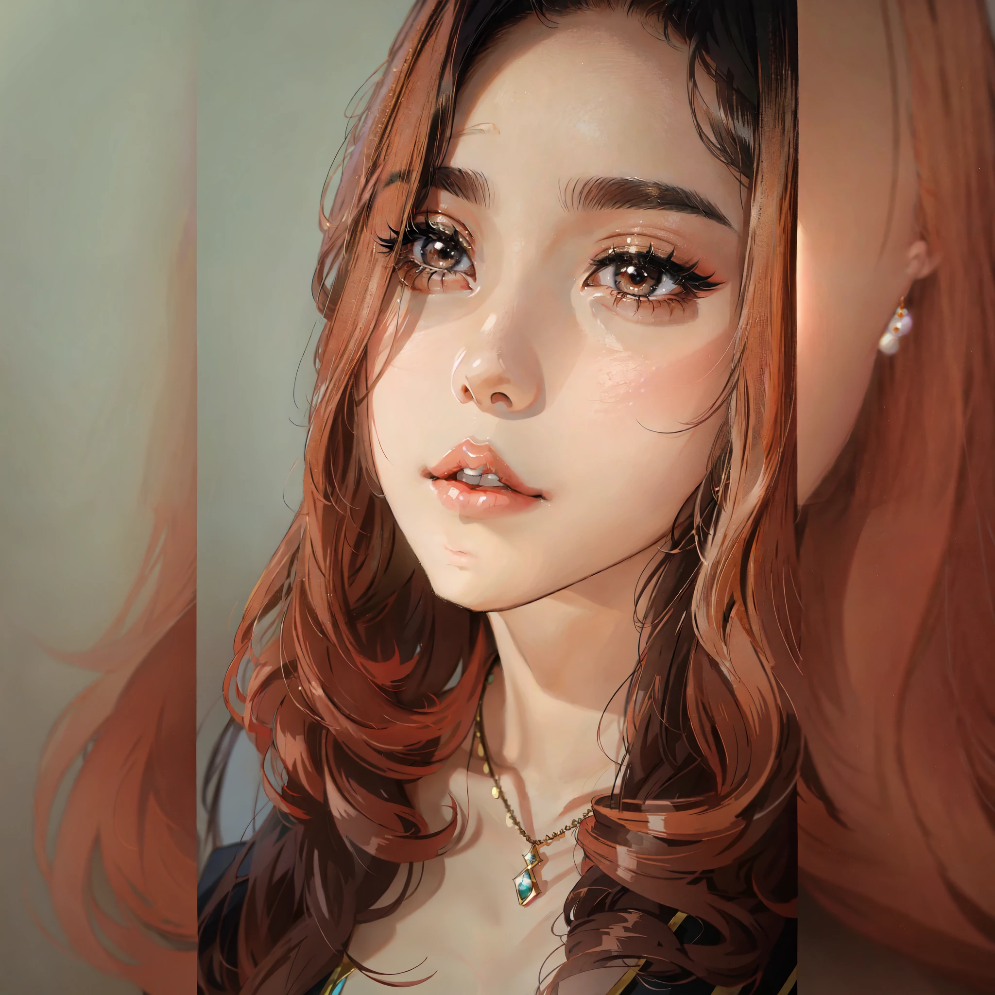 a close up of a woman with long hair and a necklace, beautiful south korean woman, beautiful young korean woman, gorgeous young korean woman, korean girl, young adorable korean face, girl portrait, beautiful asian girl, beautiful aesthetic face, korean woman, attractive beautiful face, girl cute-fine-face, feminine beautiful face, asian beautiful face, wan adorable korean face