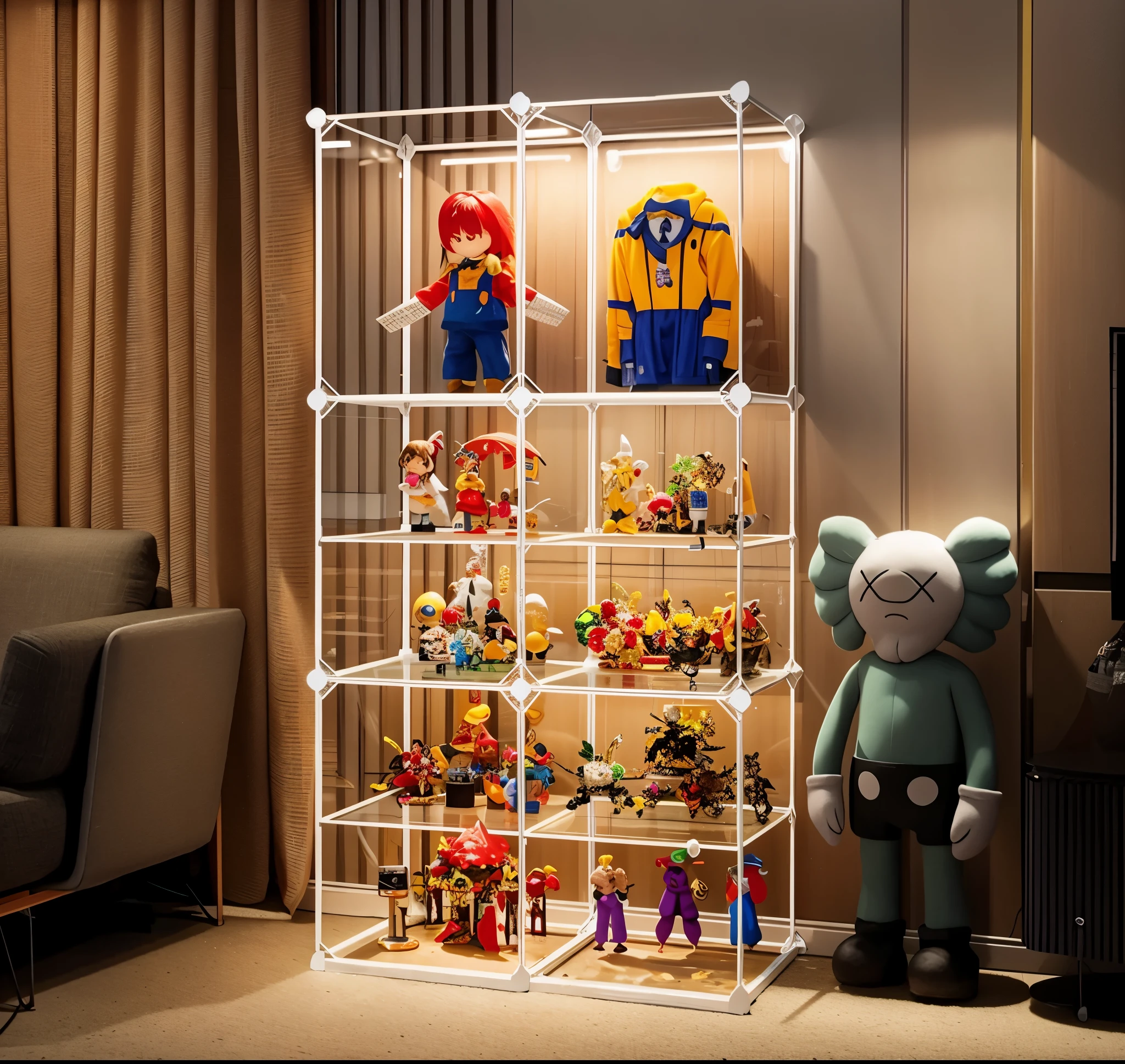有一个玩具exhibit架，There is a bunch of toys on it, toy room, shelf, toy photos, Product introduction photos, exhibit, 產品exhibit, toy figures, Product introduction photoss, DIY, display cabinet, 1 2 0 mm, 120mm, product exhibit, action figures, exhibit, 100mm, 1 0 0 mm, only 1 number