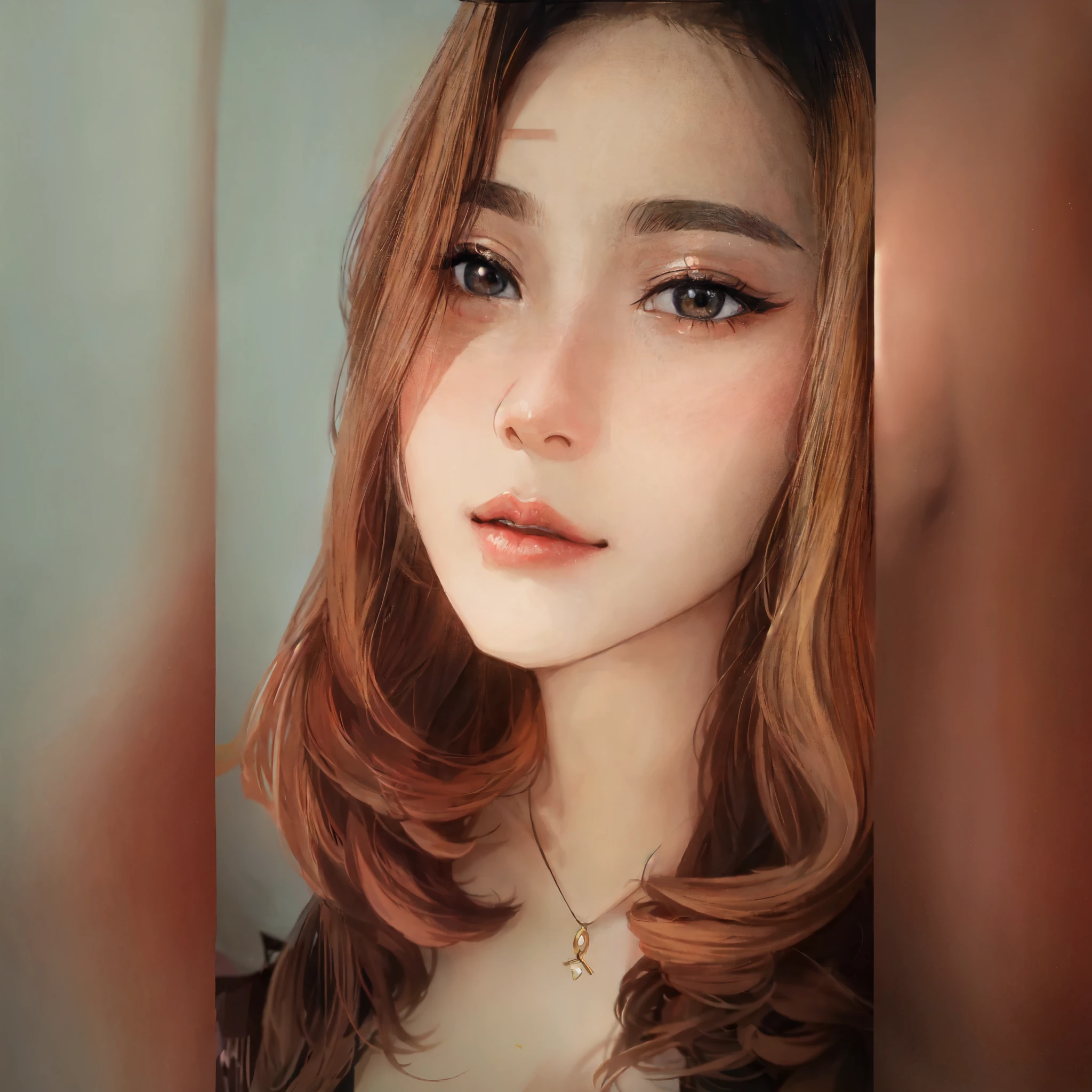 a close up of a woman with long hair and a necklace, beautiful south korean woman, beautiful young korean woman, gorgeous young korean woman, korean girl, young adorable korean face, girl portrait, beautiful asian girl, beautiful aesthetic face, korean woman, attractive beautiful face, girl cute-fine-face, feminine beautiful face, asian beautiful face, wan adorable korean face