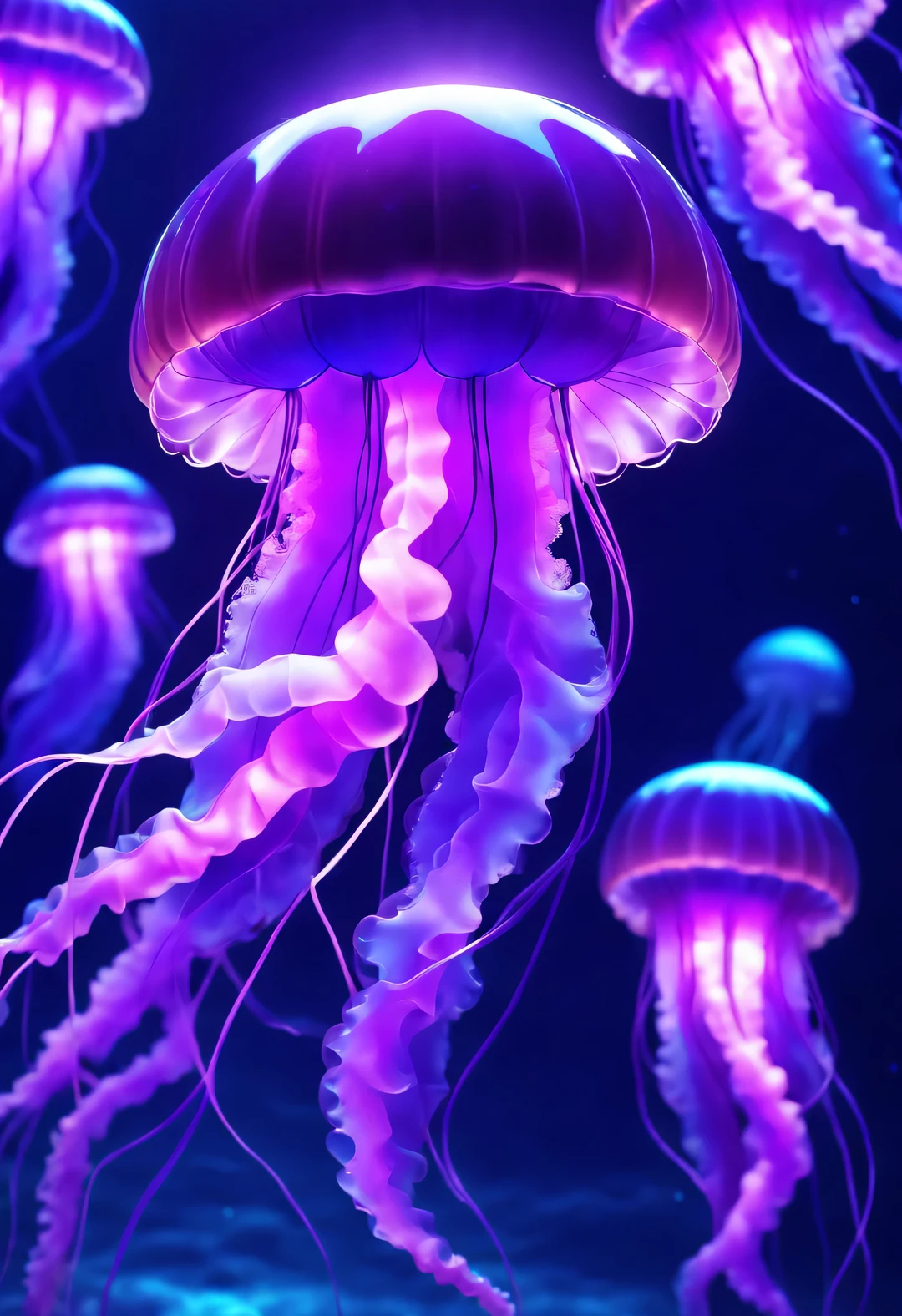 purple jellyfish fashion，Shining with colorful light