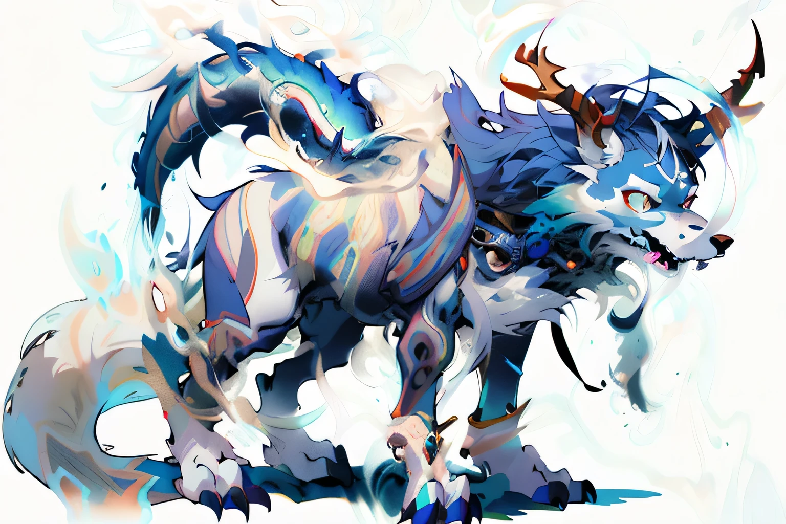 mythical beast pictures, Detailed resume, Mysterious creature, highly Detailed resume, fantasy creatures概念艺术, fantasy creatures, from Pathfinder, minotaur wolf, furry fantasy art, fantasy concept art, Human Dragon Art, Very very beautiful furry art, Anthropomorphic wolf, 一种Mysterious creature