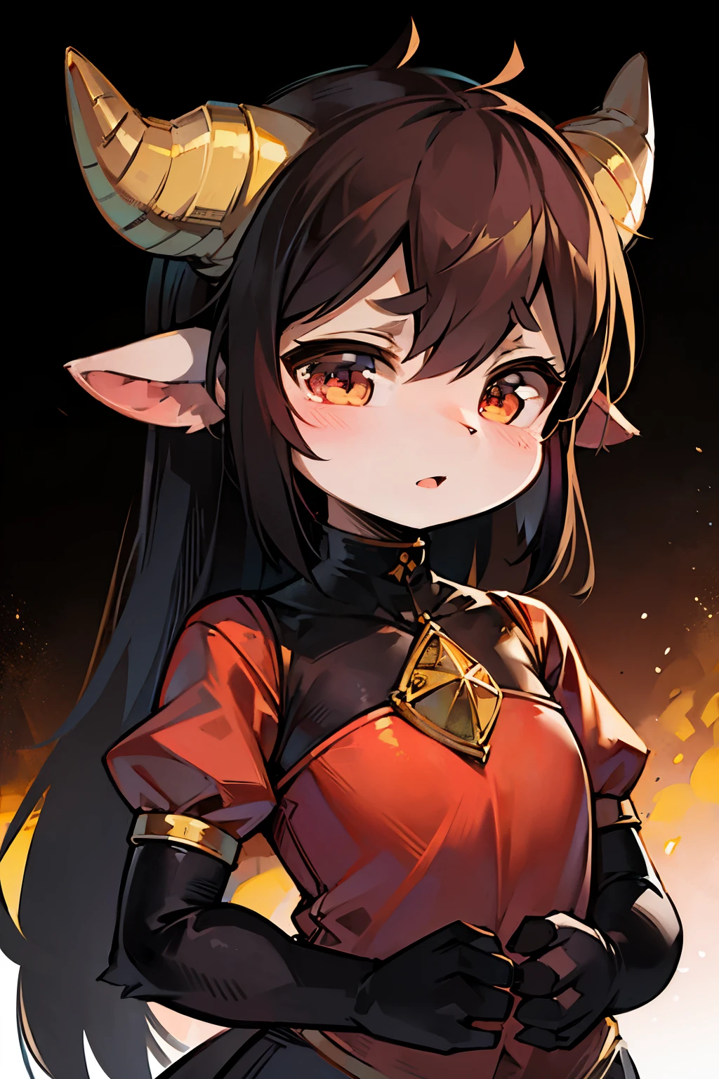 Chibi girl with a horn and gloves is the main focus of this impressive anime art piece by Jennydrews, displayed on Pixiv. The image showcases the girl's adorable and childlike features, accentuated by her small size and large, expressive eyes. Her horn adds a unique and mystical touch to her appearance, while her gloves give her a strong and determined look.
This masterpiece boasts an exceptional level of detail, with every line and curve meticulously rendered to create a vibrant and engaging image. The colors used are rich and bold, bringing the girl to life and infusing the artwork with a playful, energetic atmosphere.
The background is simply yet effectively done