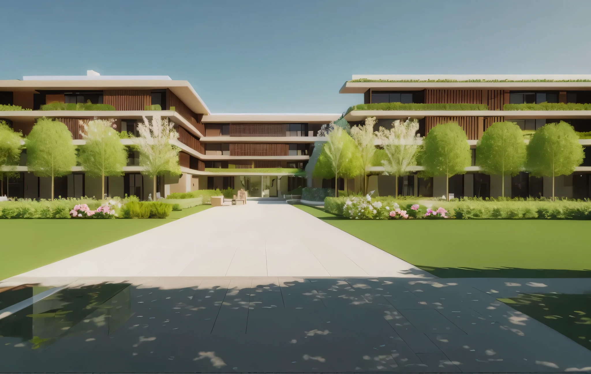 rendering of a garden, pessoas, Trees,