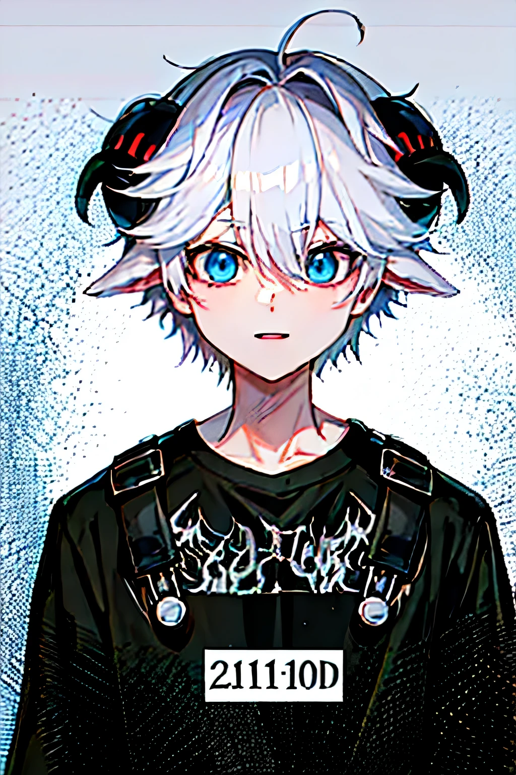 anime boy with white hair and blue eyes wearing a black shirt, tall anime guy with blue eyes, young anime man, anime character, anime style character, human male demon, anime vtuber full body model, male anime character, silver eyes full body, anime moe artstyle, 2 d anime style, killua zoldyck black hair