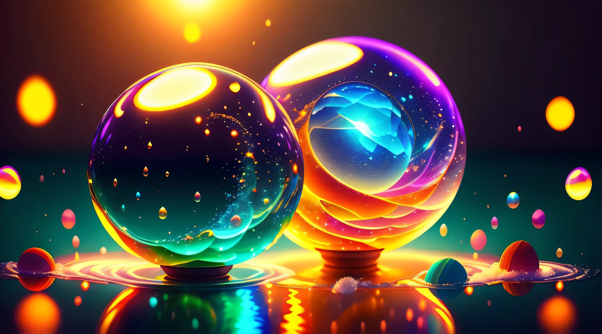 Alberto Severo art, Agregar muchos efectos de gotas y salpicaduras multicolores) ,Arafed image of a glowing orb with water splashing from it, esfera brillante, Render de octanaje colorido, Bola de cristal, globo de plasma, bola de cristal, Cinema 4D render colorido, magical glowing sphere in midair, esfera de vidrio, translucent sphere, esfera brillante, esfera, light particules, Fondo de pantalla AMOLED, Brillante Neon Vray, Greg Rutkowski. Renderizado de octanaje (Alberto Severo art,Hay una bola de colores flotando y salpicando agua muchas salpicaduras y gotas muticolores, Super renderizado en octanaje renderizado, Renderizado en Cinema 4D, Renderizado en Cinema4D, creado en octane render, Render de octanaje colorido, renderizado en renderizado de octano, global ilumination. VFX, Renderizado en octanaje renderizado 32K, Renderizado en Cinema 4 D Octane, Incredible octane rendering, Realistic octane rendering Close-up fantasy with water magic, movimiento, salpicaduras, gotas, (Vista de primer plano ) , cinematography lighting, efecto de luces led multicolores en el agua de la piscina, salpicaduras multicolores, gotas multicolores, Alberto Seveso Arte, , ultra-high def, no borroso, Texturas, 3d, cinematic landscape