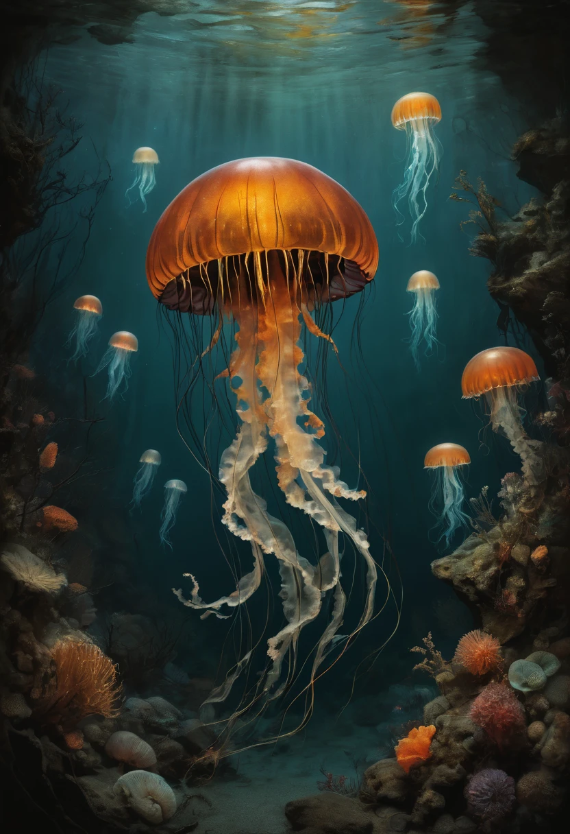 Photo by Dale Chihuly《jellyfish》, best quality, masterpiece, representative work, official art, professional, Super complex and detailed, 8k