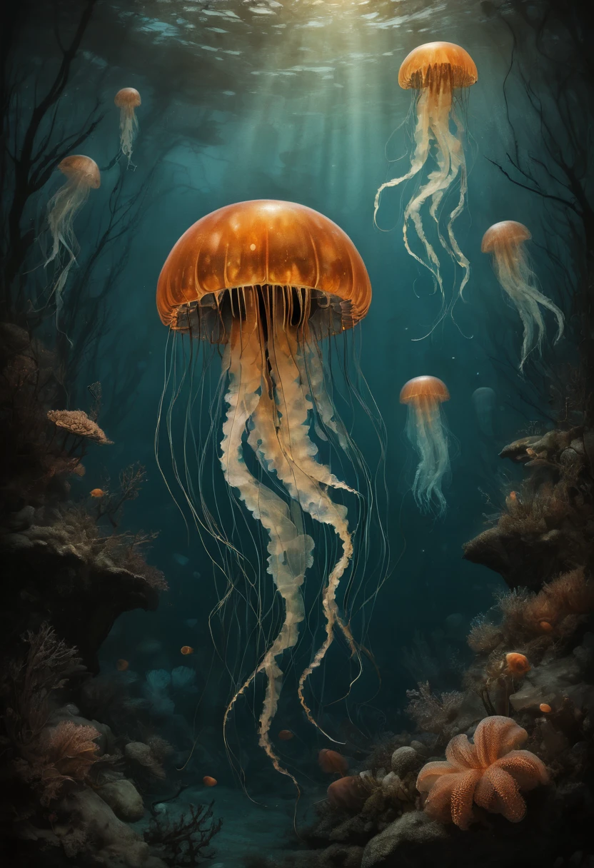 Photo by Dale Chihuly《jellyfish》, best quality, masterpiece, representative work, official art, professional, Super complex and detailed, 8k