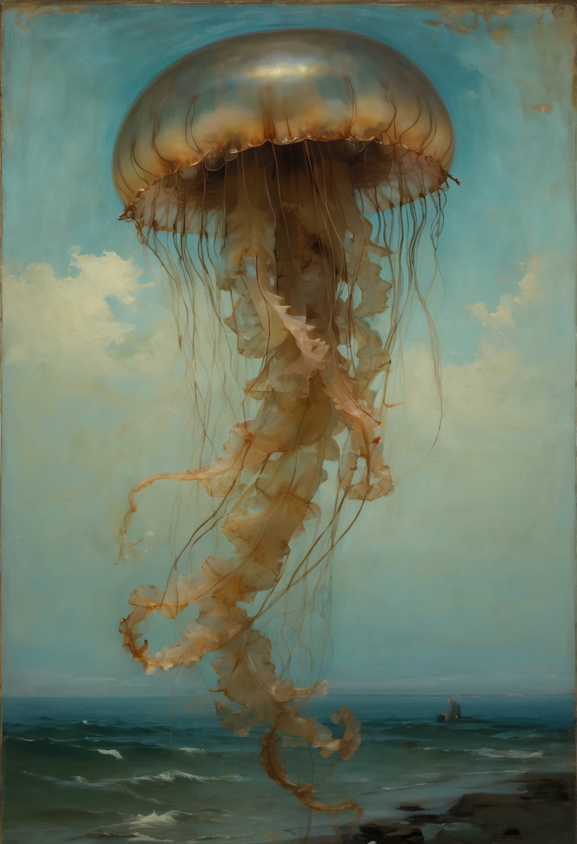 Jellyfish by Abbott Handerson Thayer, best quality, masterpiece, Representative work, official art, Professional, Ultra intricate detailed, 8k