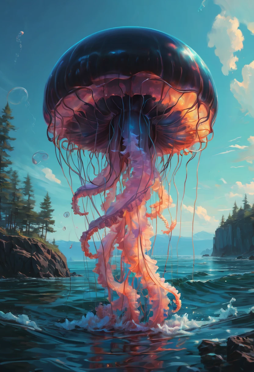 Jellyfish by Alena Aenami, best quality, masterpiece, Representative work, official art, Professional, Ultra intricate detailed, 8k